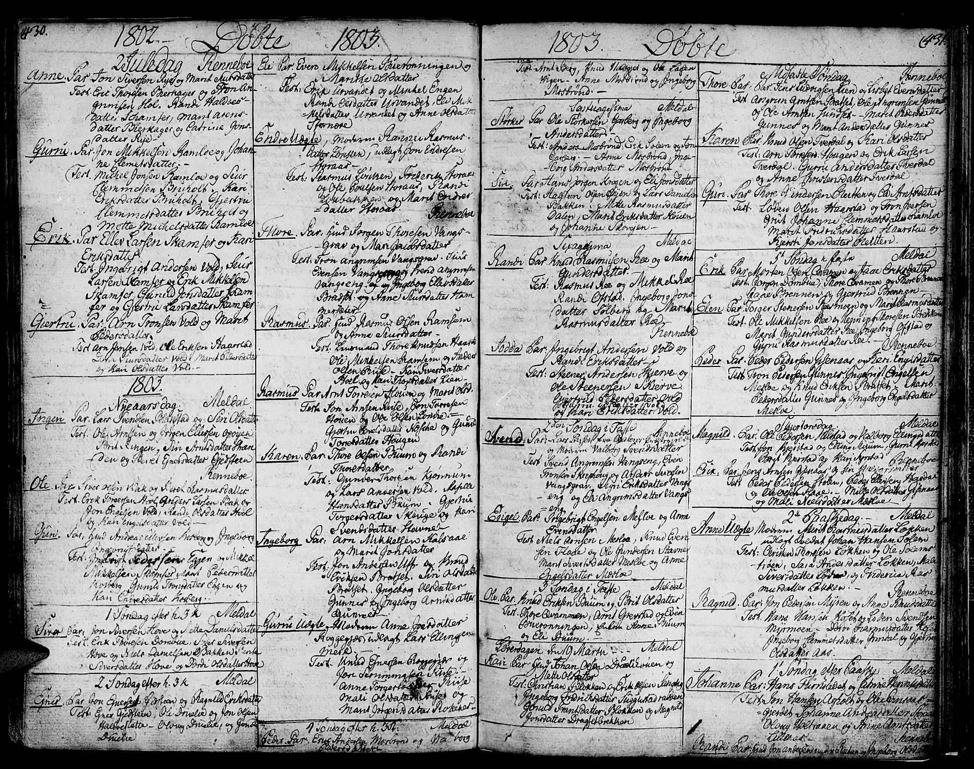 Ministerialprotokoller, klokkerbøker og fødselsregistre - Sør-Trøndelag, SAT/A-1456/672/L0852: Parish register (official) no. 672A05, 1776-1815, p. 430-431