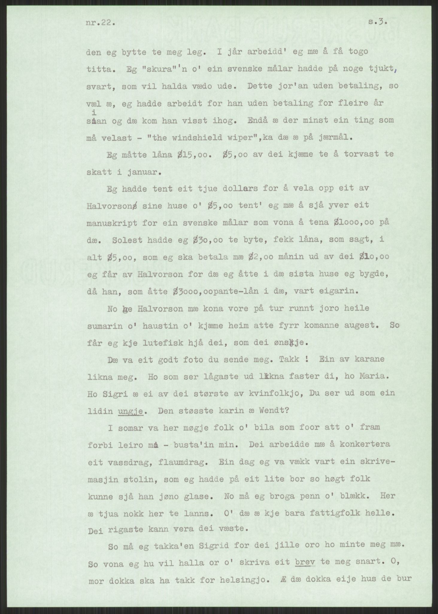 Samlinger til kildeutgivelse, Amerikabrevene, AV/RA-EA-4057/F/L0001: Innlån av ukjent proveniens. Innlån fra Østfold. Innlån fra Oslo: Bratvold - Garborgbrevene II, 1838-1914, p. 543