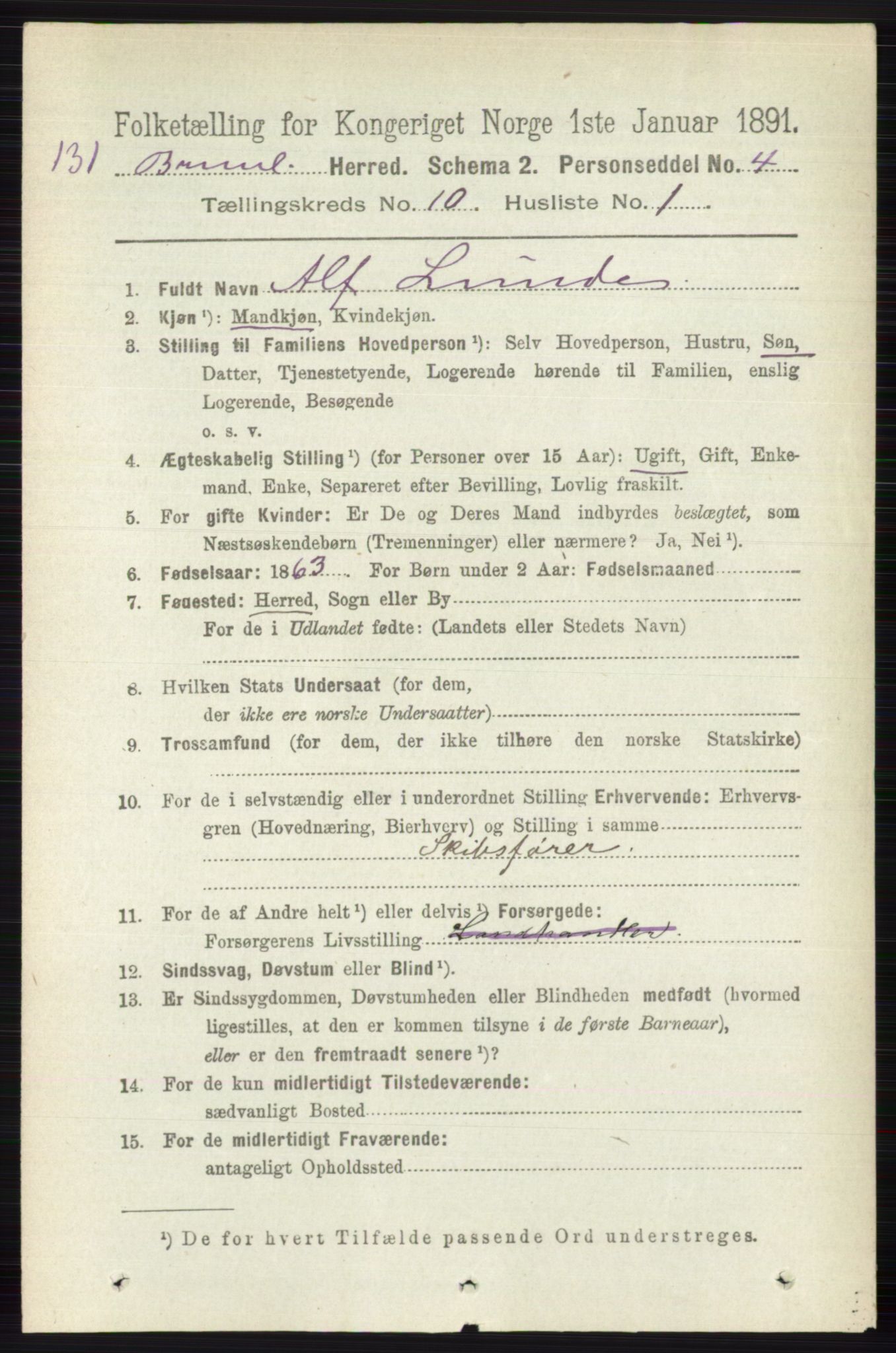 RA, 1891 census for 0726 Brunlanes, 1891, p. 4796