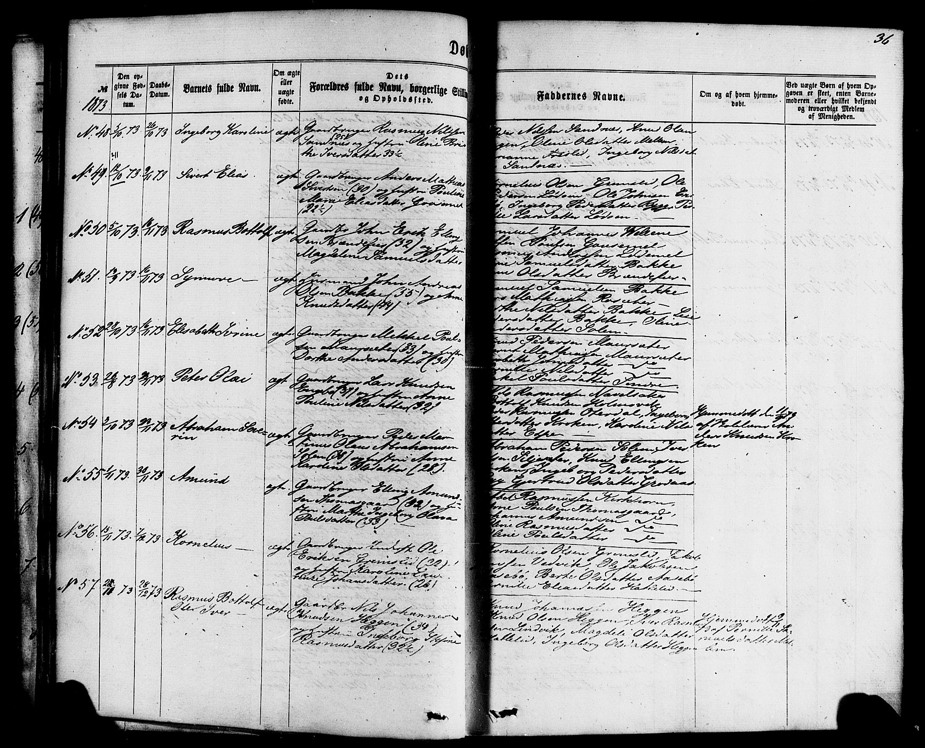 Hornindal sokneprestembete, AV/SAB-A-82401/H/Haa/Haaa/L0002: Parish register (official) no. A 2, 1867-1884, p. 36