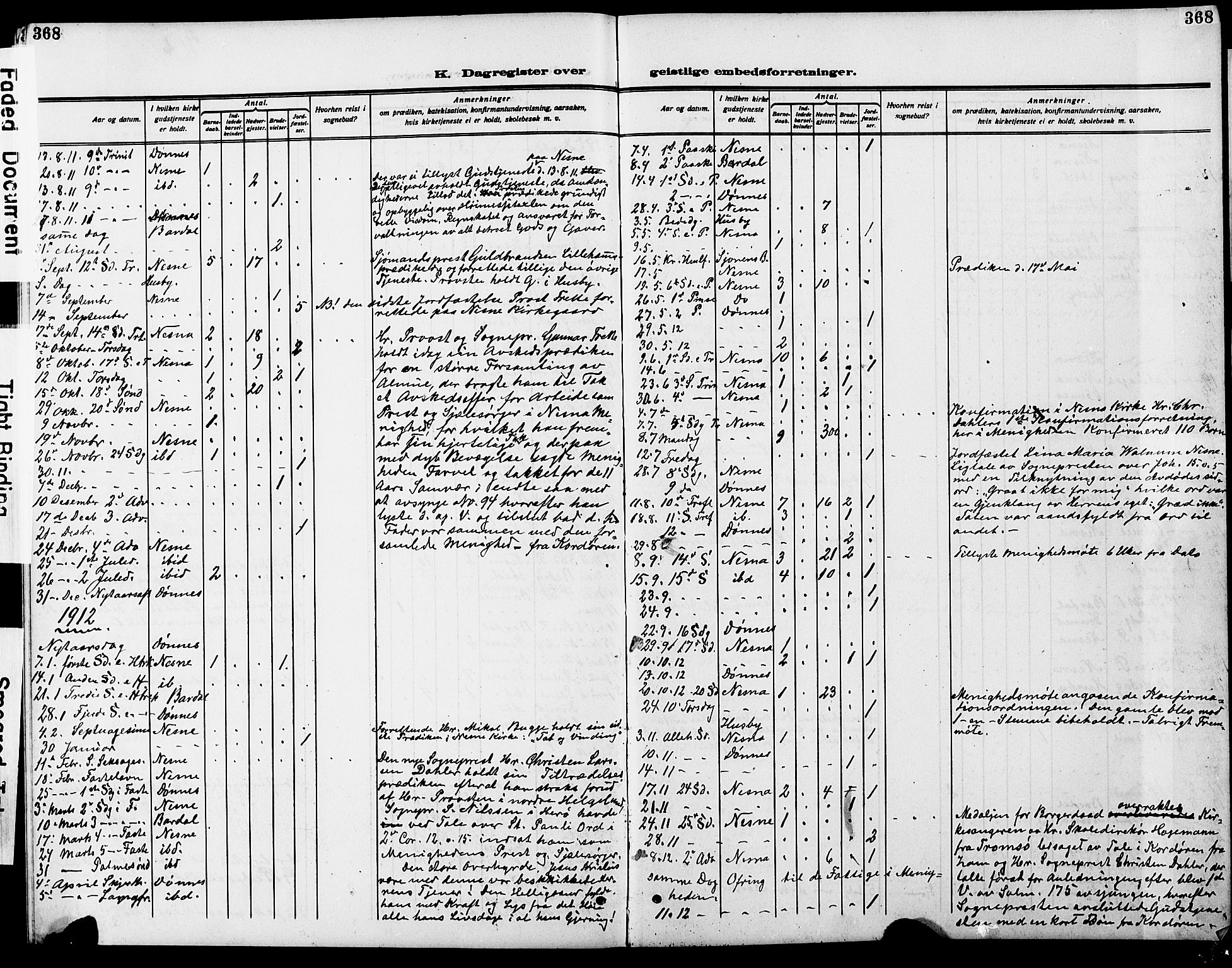 Ministerialprotokoller, klokkerbøker og fødselsregistre - Nordland, AV/SAT-A-1459/838/L0560: Parish register (copy) no. 838C07, 1910-1928, p. 368