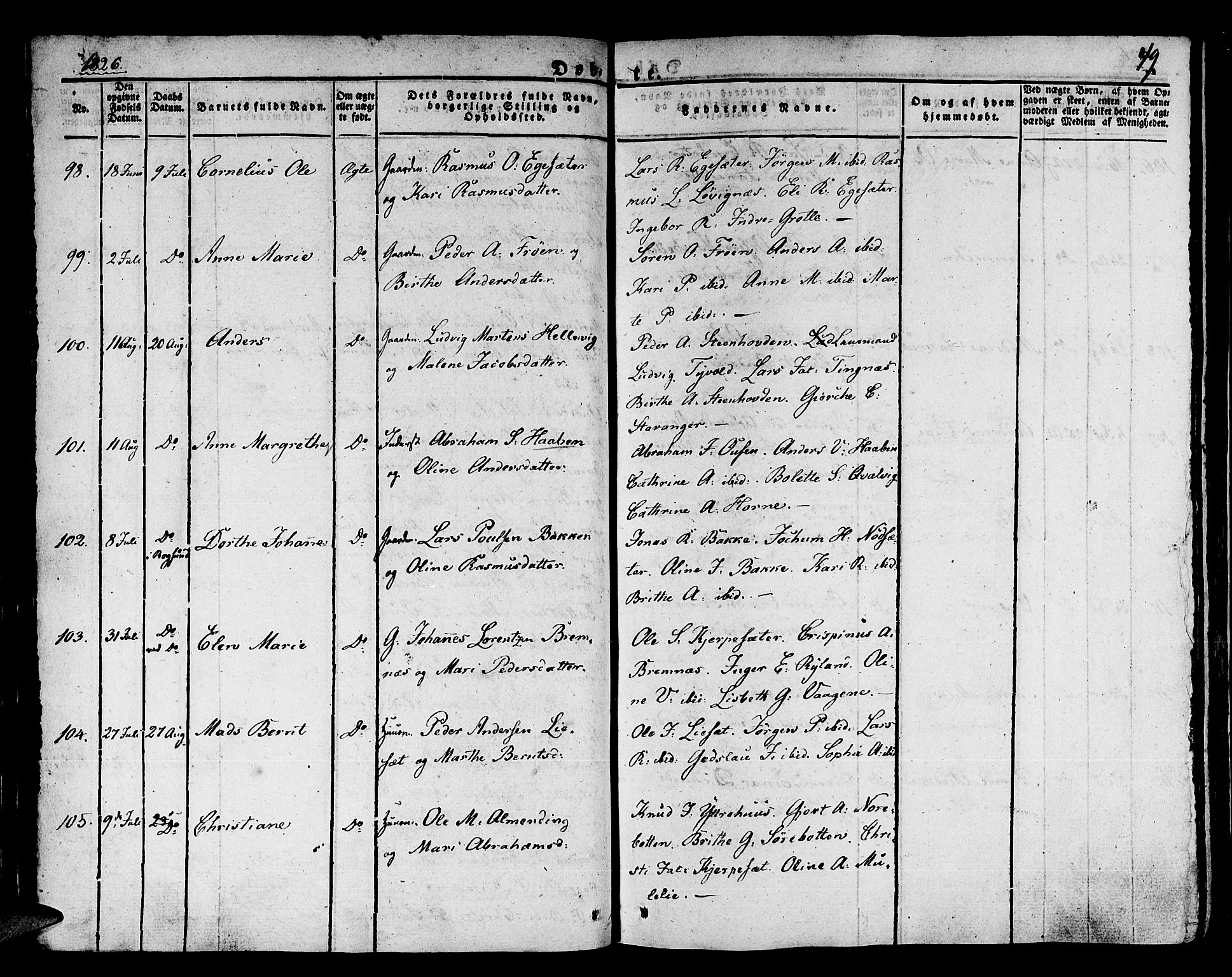 Kinn sokneprestembete, AV/SAB-A-80801/H/Haa/Haaa/L0004/0001: Parish register (official) no. A 4I, 1822-1840, p. 49