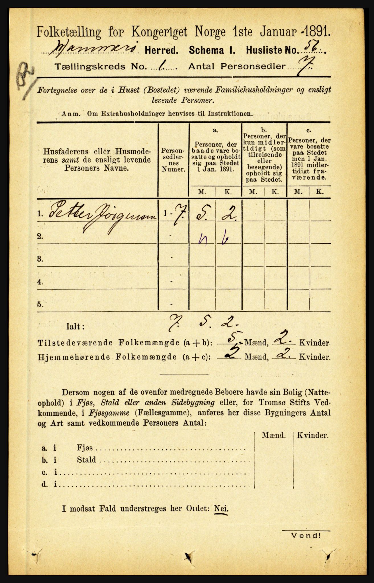 RA, 1891 census for 1849 Hamarøy, 1891, p. 73