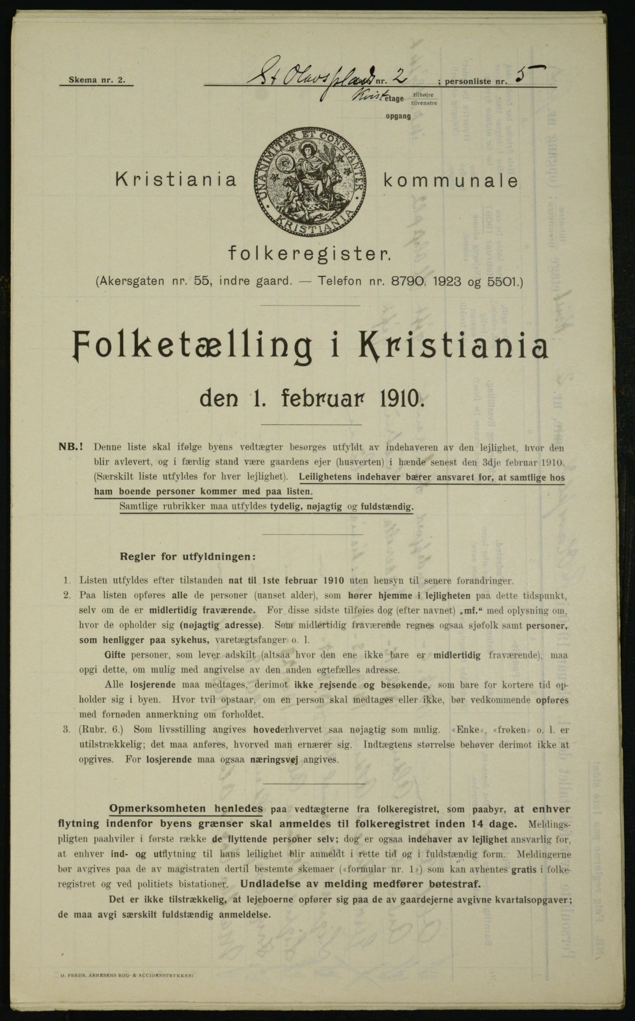 OBA, Municipal Census 1910 for Kristiania, 1910, p. 84452