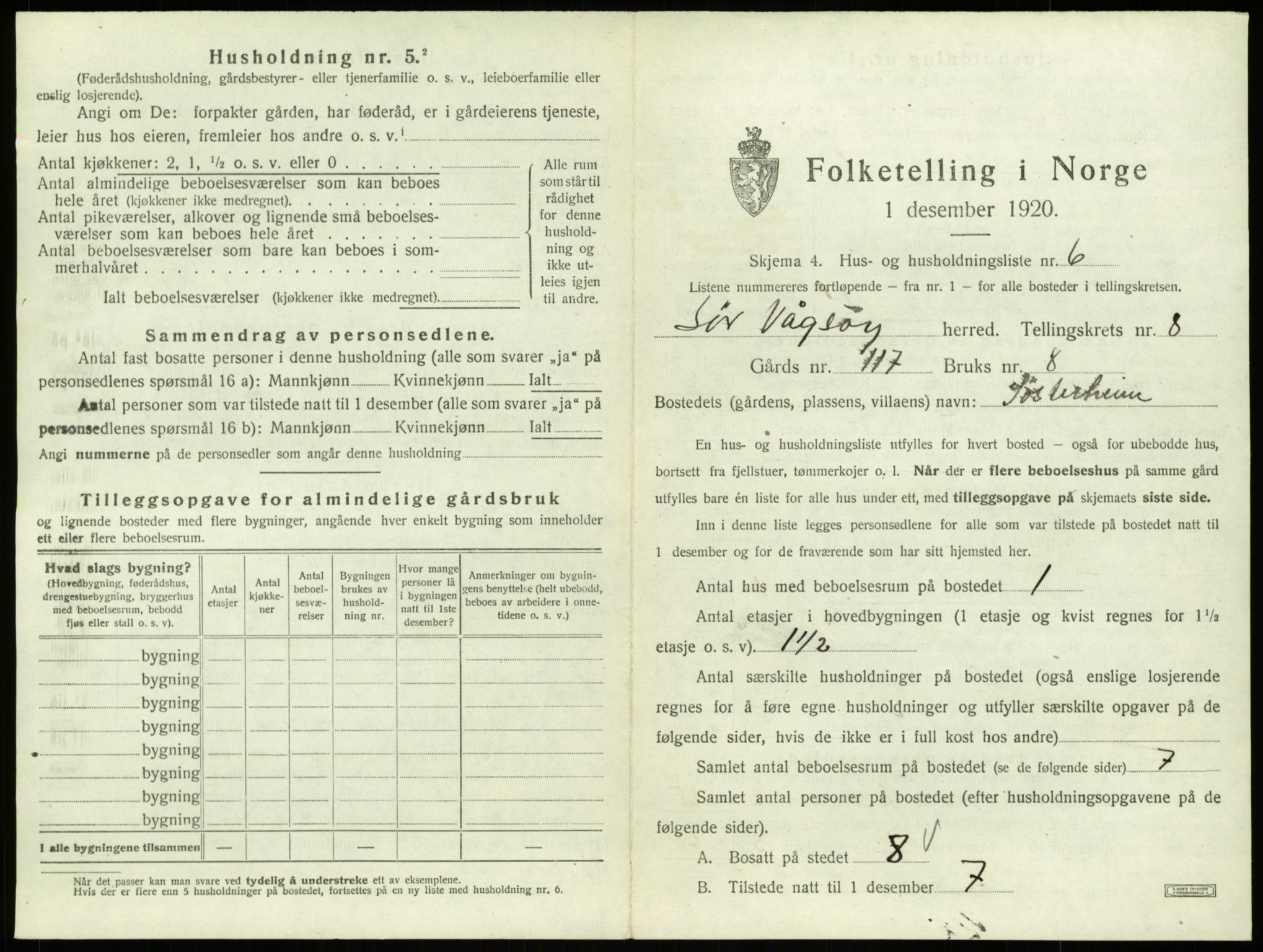 SAB, 1920 census for Sør-Vågsøy, 1920, p. 546