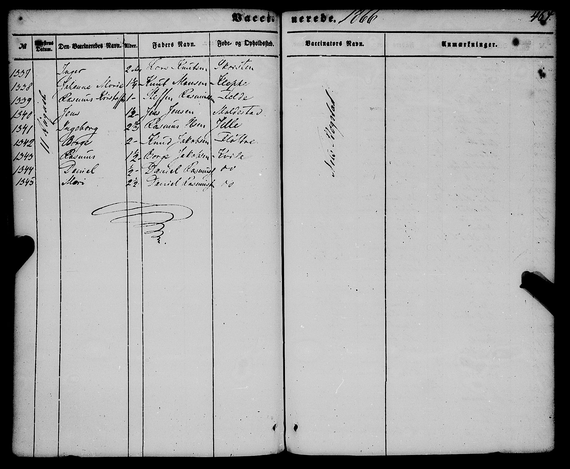 Gloppen sokneprestembete, SAB/A-80101/H/Haa/Haaa/L0009: Parish register (official) no. A 9, 1855-1870, p. 464