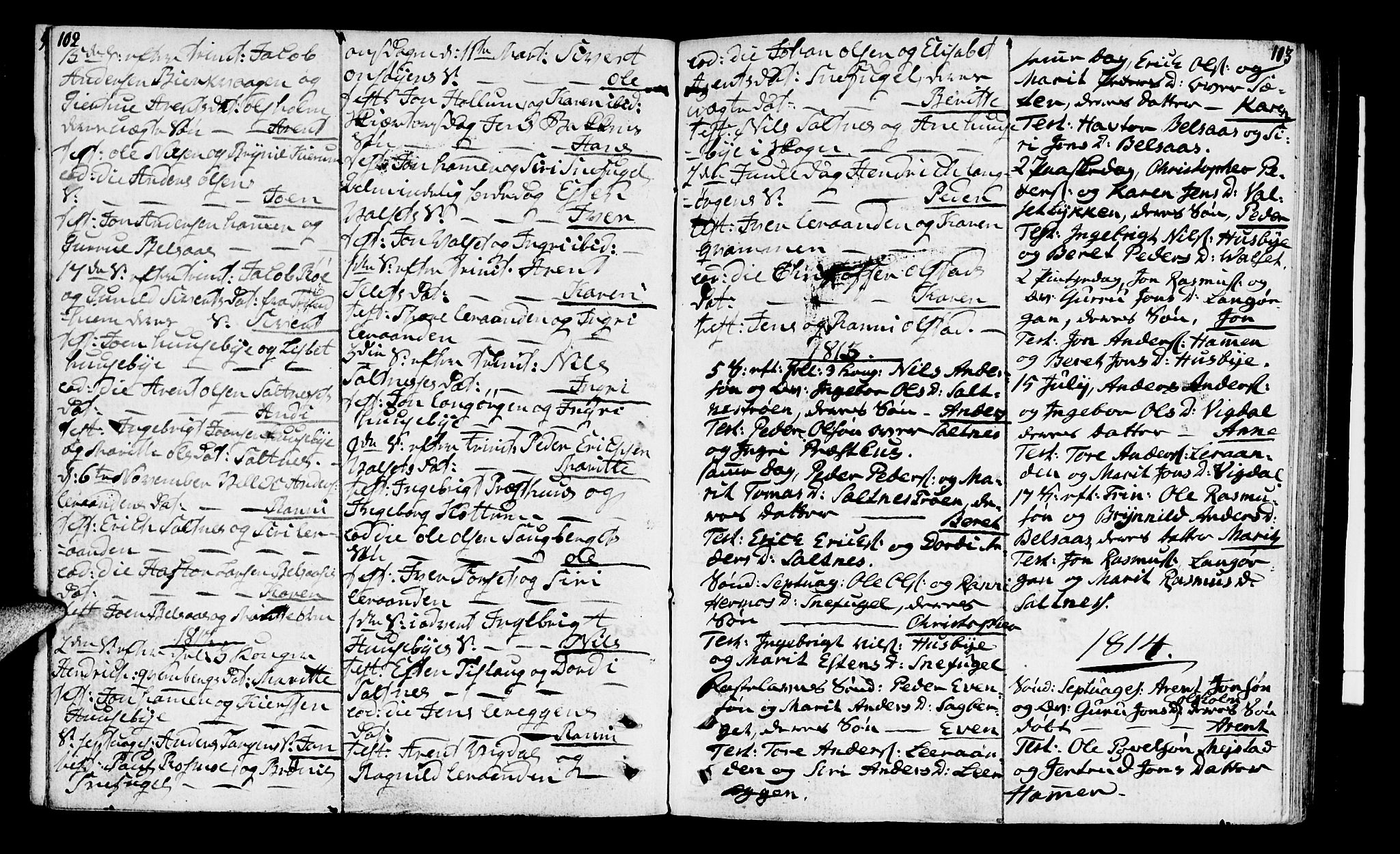 Ministerialprotokoller, klokkerbøker og fødselsregistre - Sør-Trøndelag, SAT/A-1456/666/L0785: Parish register (official) no. 666A03, 1803-1816, p. 102-103