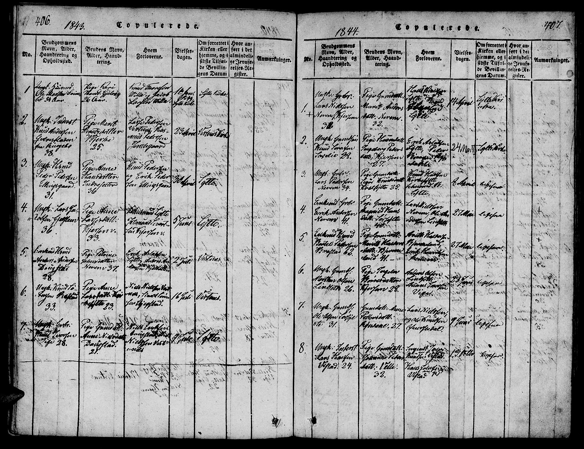 Ministerialprotokoller, klokkerbøker og fødselsregistre - Møre og Romsdal, AV/SAT-A-1454/541/L0544: Parish register (official) no. 541A01, 1818-1847, p. 406-407