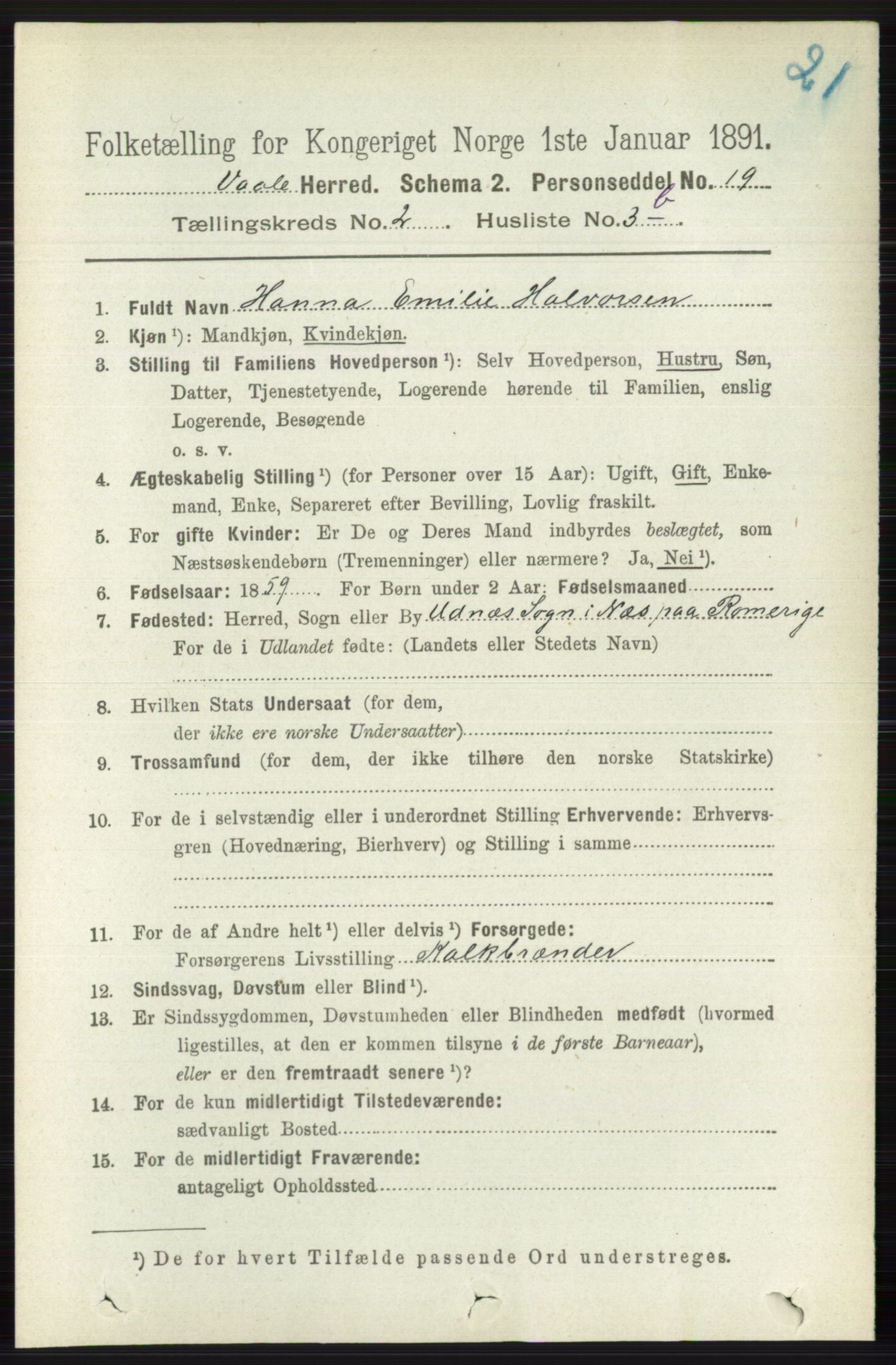 RA, 1891 census for 0716 Våle, 1891, p. 473