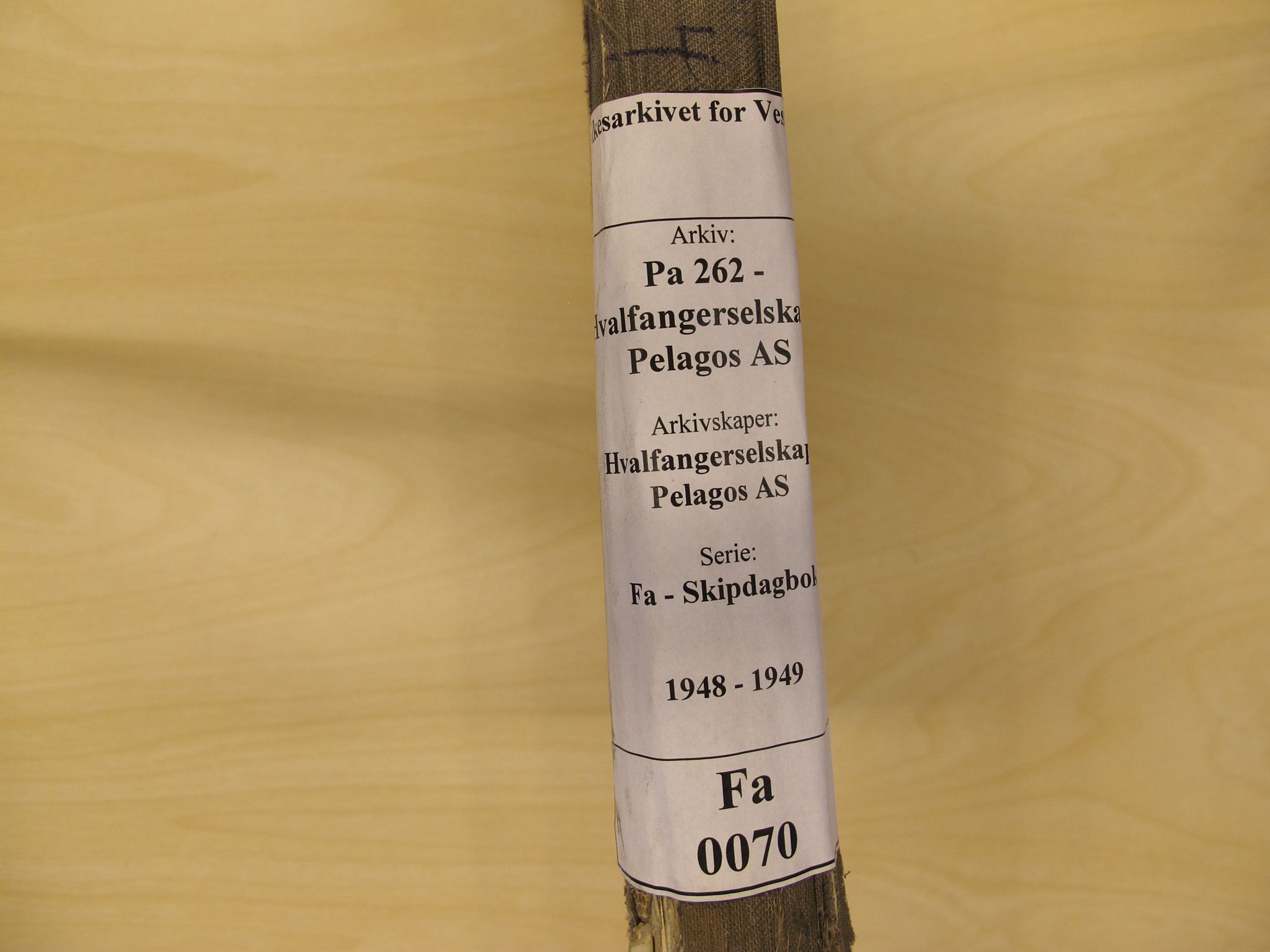 Pa 262 - Hvalfangerselskapet Pelagos AS, VEMU/A-1330/F/Fa/L0070: Gos XI, hb - dekksdagbok, kladd., 1948-1949