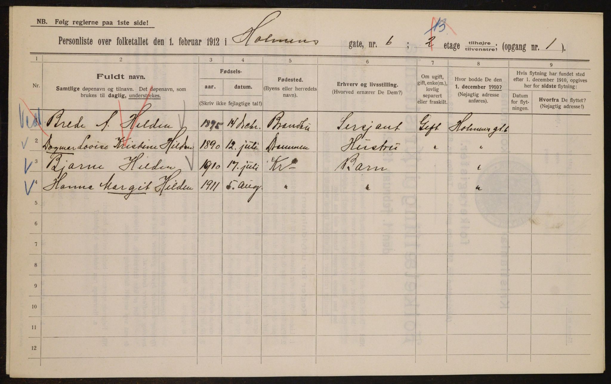 OBA, Municipal Census 1912 for Kristiania, 1912, p. 41268