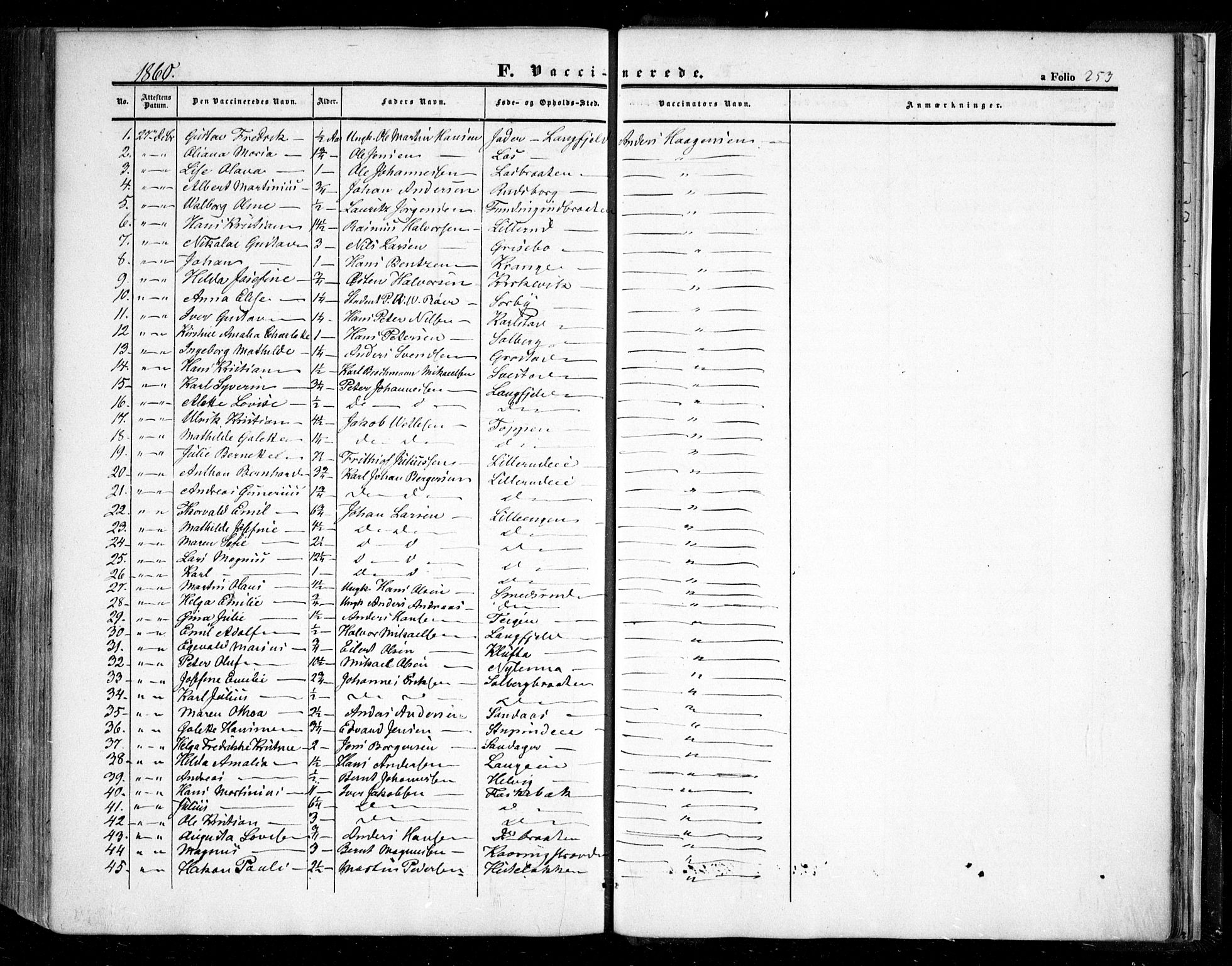 Nesodden prestekontor Kirkebøker, AV/SAO-A-10013/F/Fa/L0007: Parish register (official) no. I 7, 1848-1868, p. 253