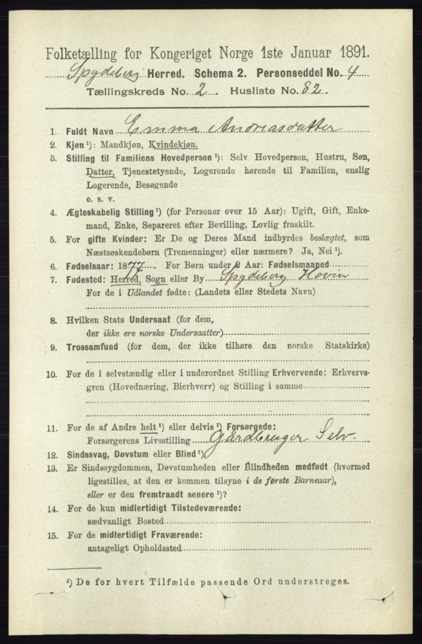 RA, 1891 census for 0123 Spydeberg, 1891, p. 1112