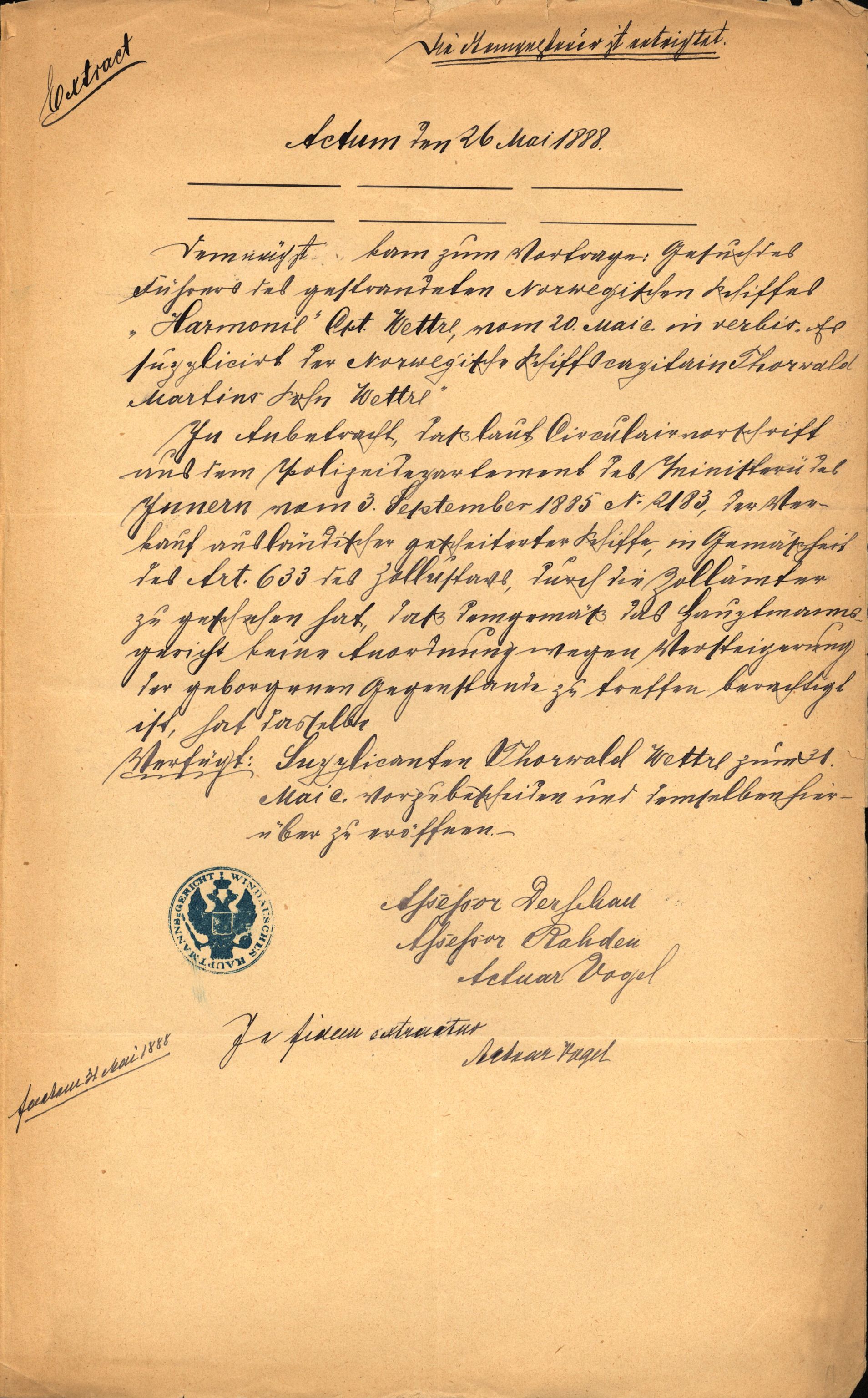 Pa 63 - Østlandske skibsassuranceforening, VEMU/A-1079/G/Ga/L0021/0006: Havaridokumenter / Gøthe, Granit, Granen, Harmonie, Lindsay, 1888, p. 44