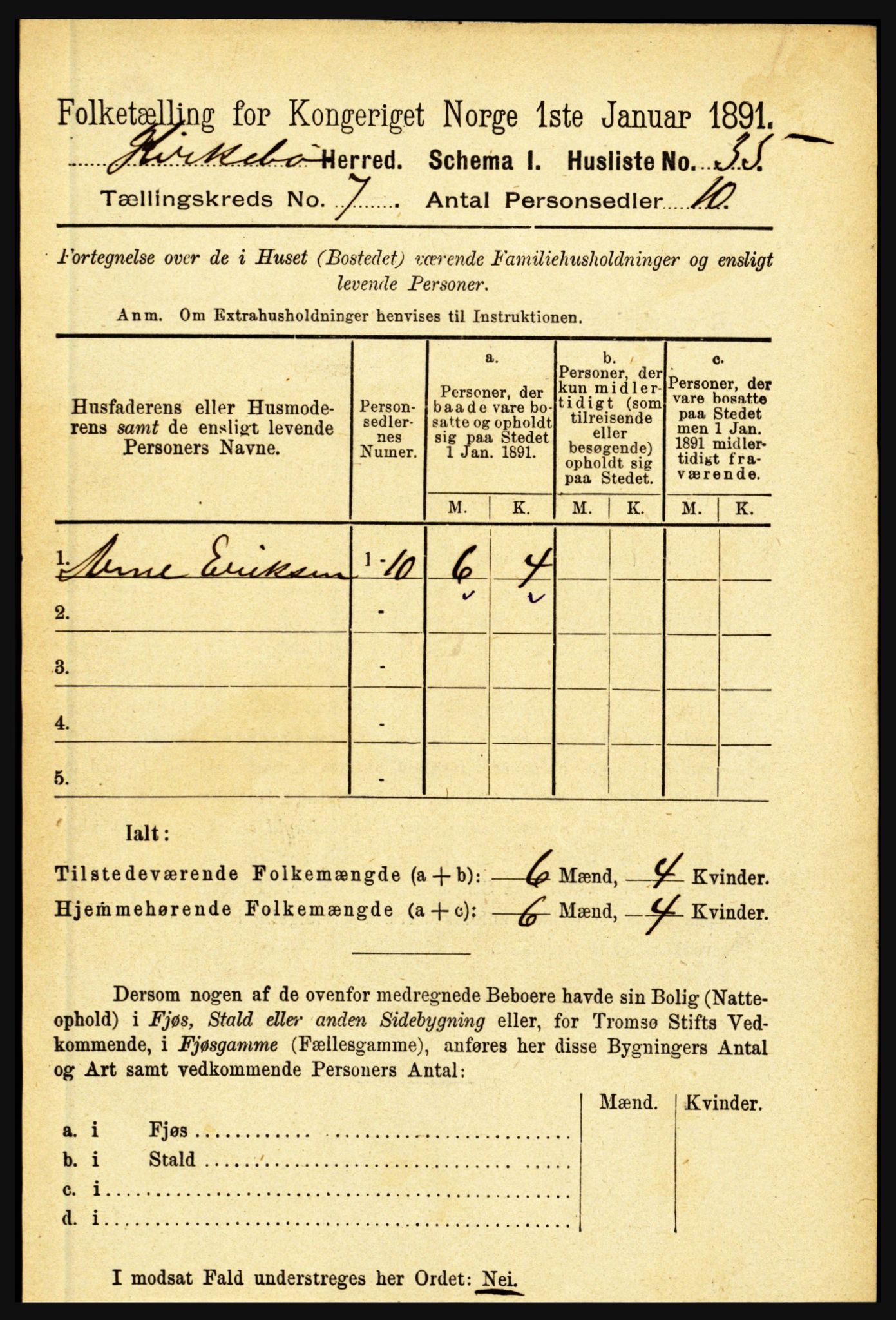 RA, 1891 census for 1416 Kyrkjebø, 1891, p. 1840