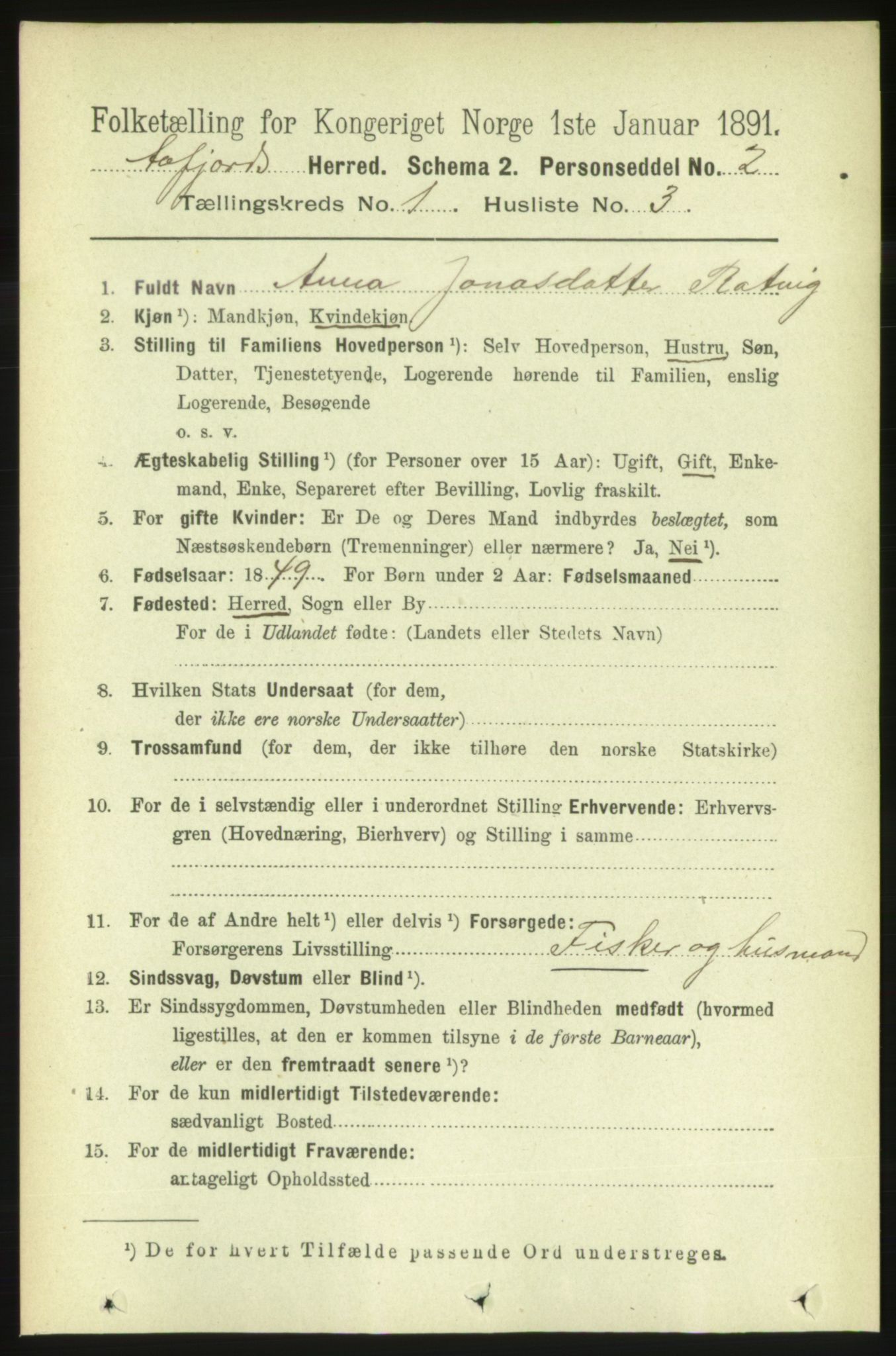 RA, 1891 census for 1630 Åfjord, 1891, p. 89