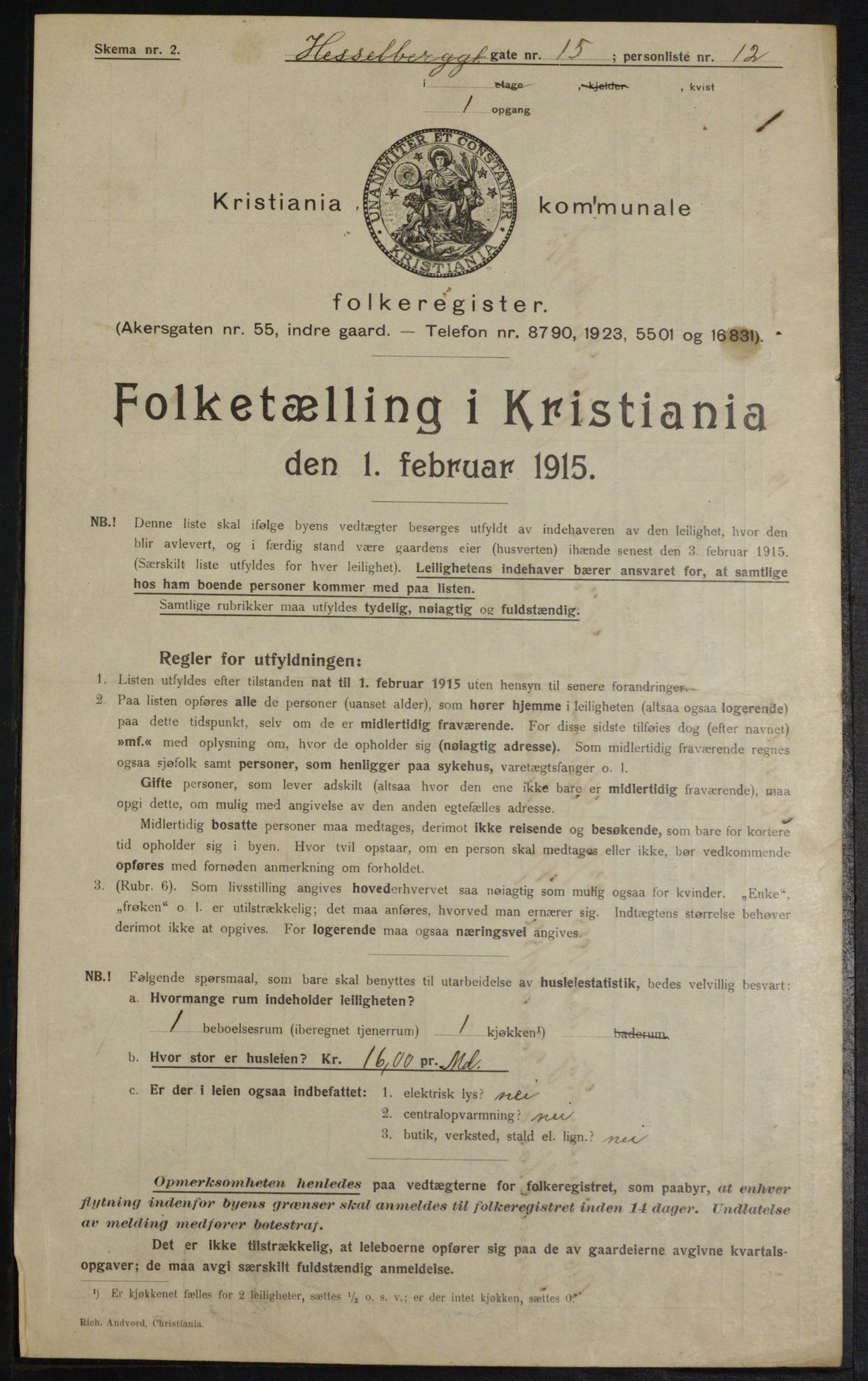 OBA, Municipal Census 1915 for Kristiania, 1915, p. 39739