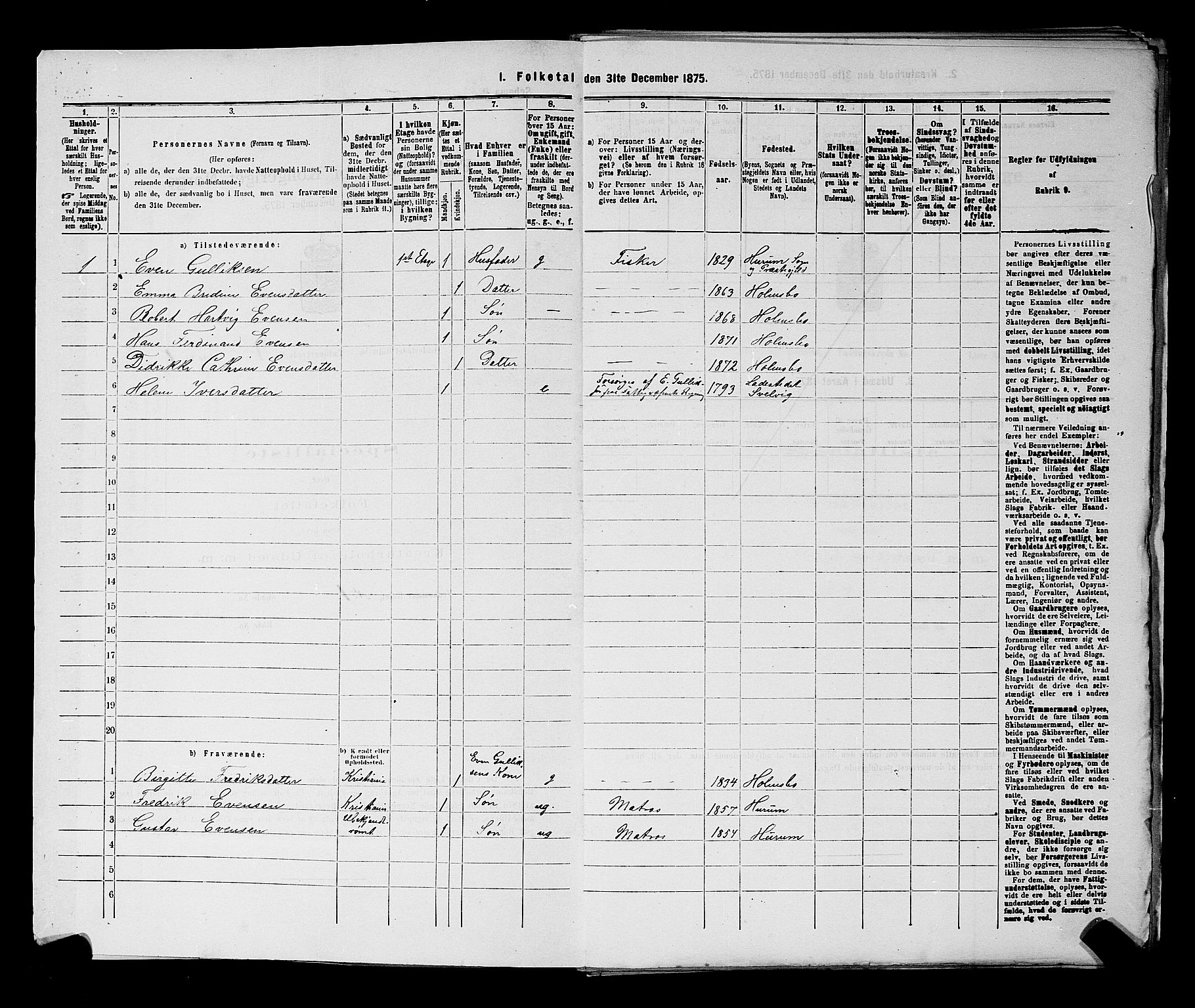 SAKO, 1875 census for 0603B Hurum/Holmsbu, 1875, p. 10