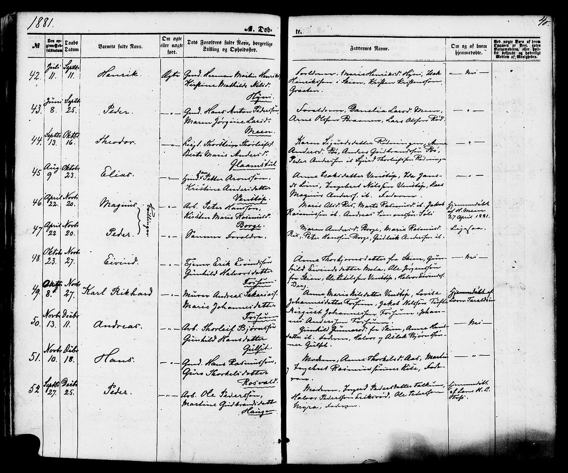 Gjerpen kirkebøker, SAKO/A-265/F/Fa/L0009: Parish register (official) no. I 9, 1872-1885, p. 40