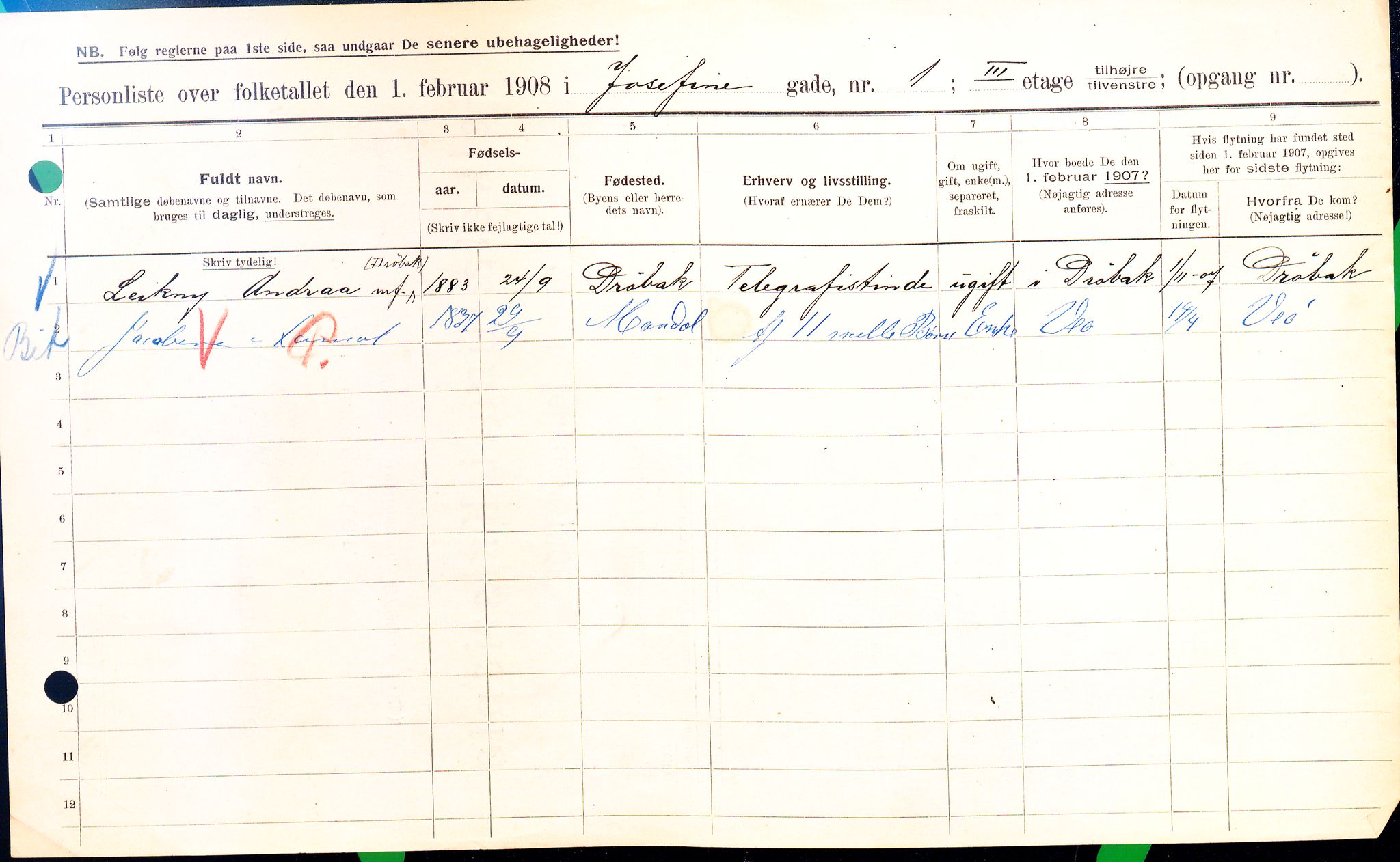 OBA, Municipal Census 1908 for Kristiania, 1908, p. 42284