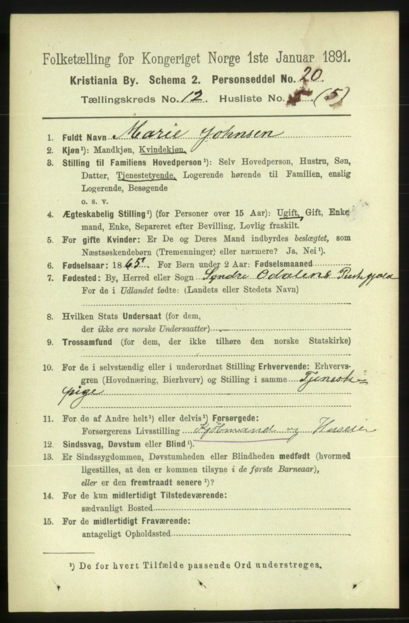 RA, 1891 census for 0301 Kristiania, 1891, p. 5544