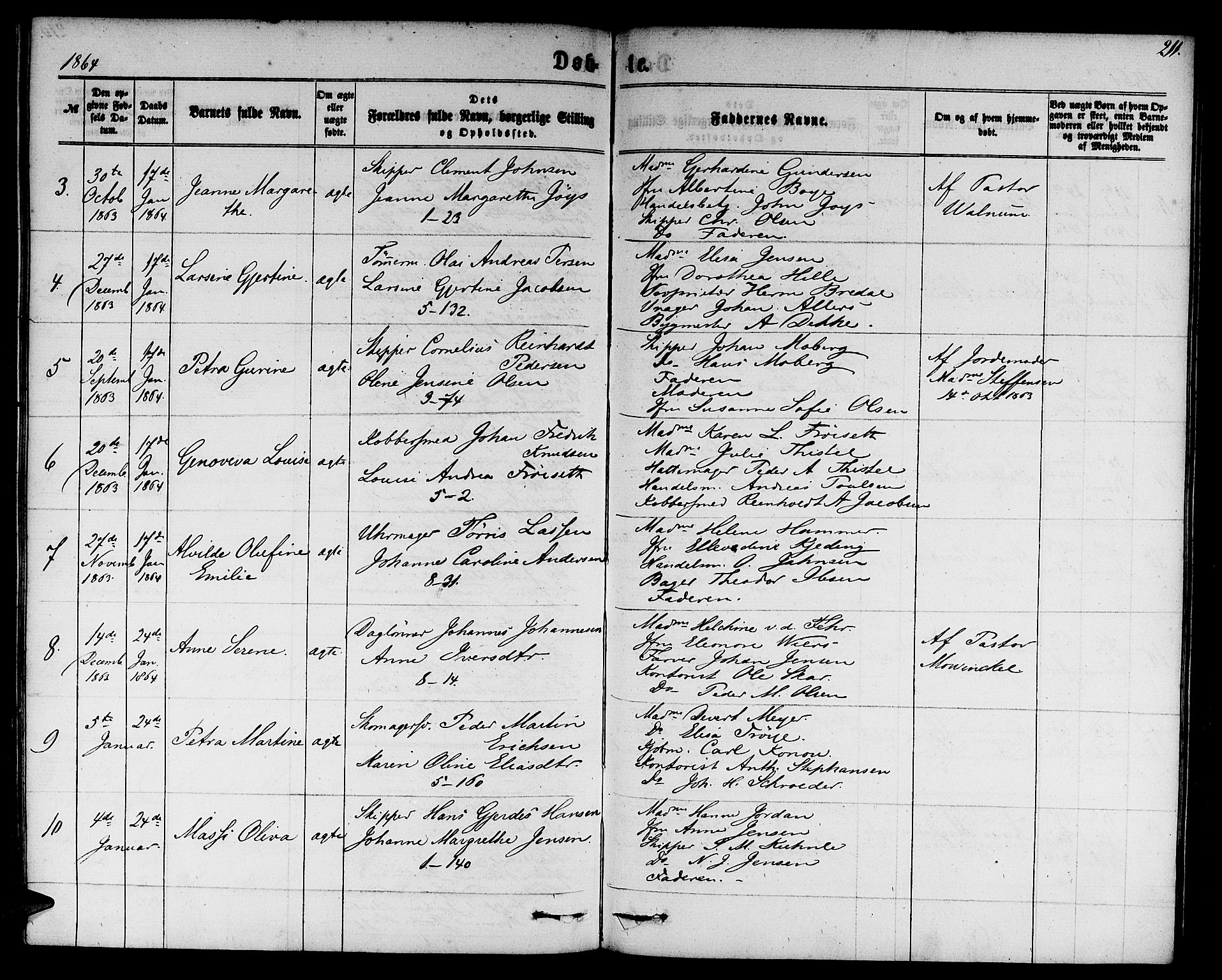 Nykirken Sokneprestembete, AV/SAB-A-77101/H/Hab: Parish register (copy) no. B 2, 1859-1868, p. 211