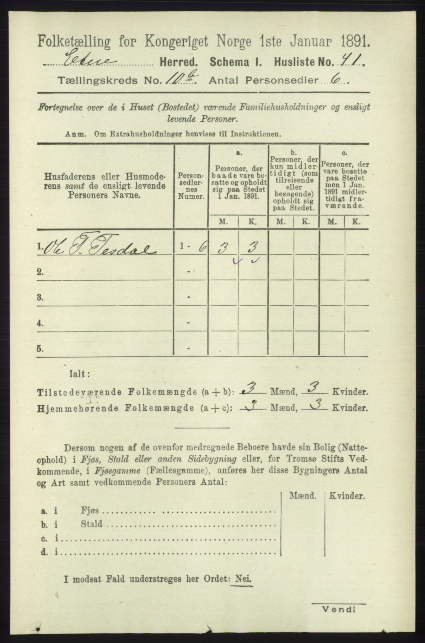 RA, 1891 census for 1211 Etne, 1891, p. 1993