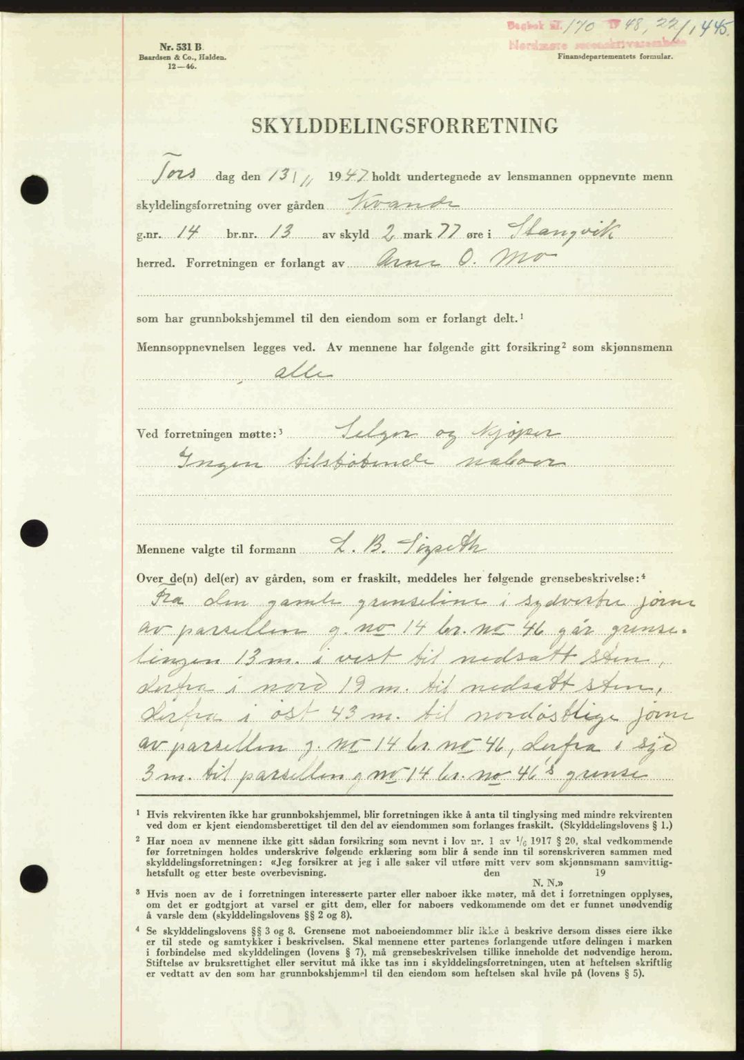 Nordmøre sorenskriveri, AV/SAT-A-4132/1/2/2Ca: Mortgage book no. A107, 1947-1948, Diary no: : 170/1948