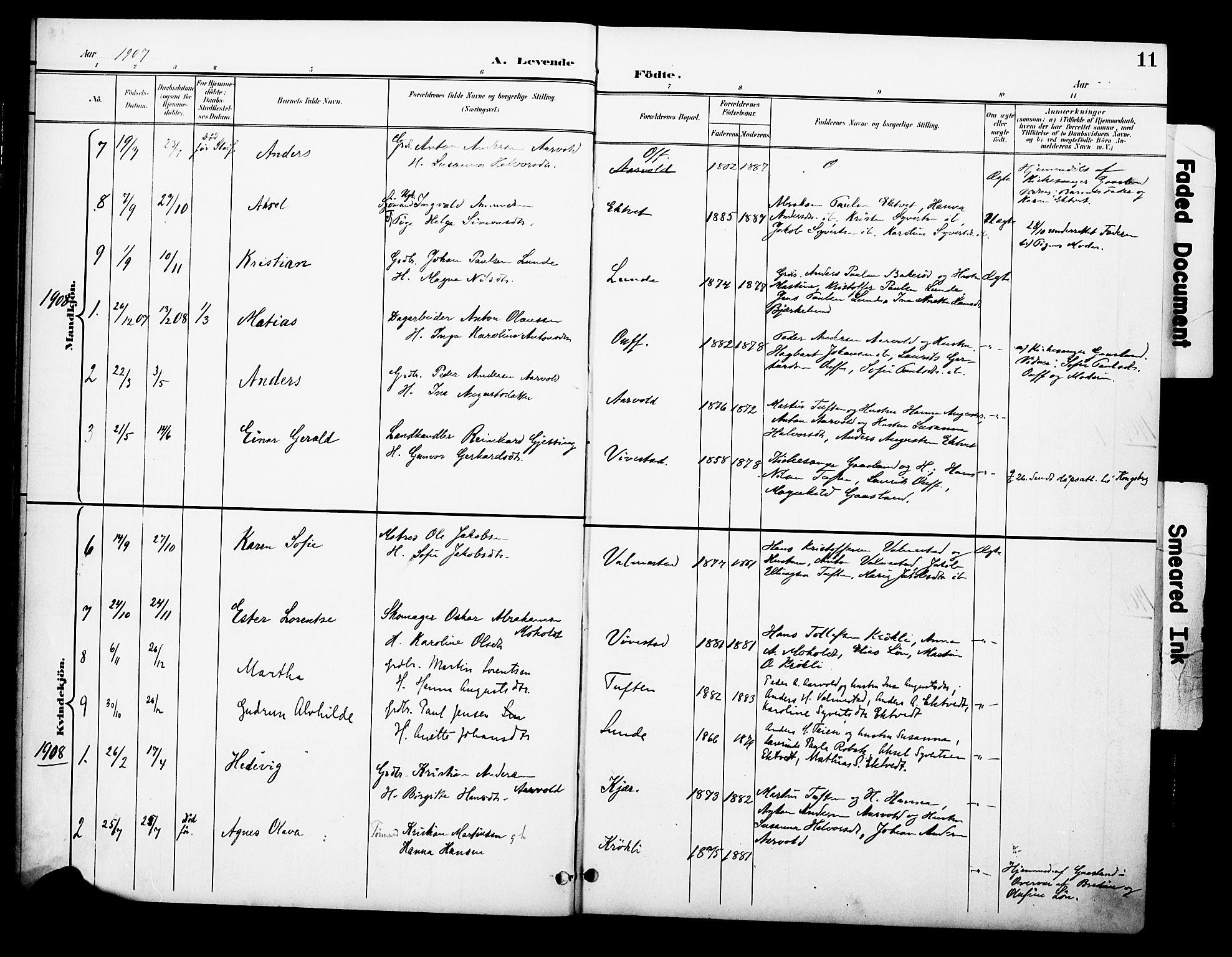 Ramnes kirkebøker, AV/SAKO-A-314/F/Fc/L0002: Parish register (official) no. III 2, 1900-1914, p. 11