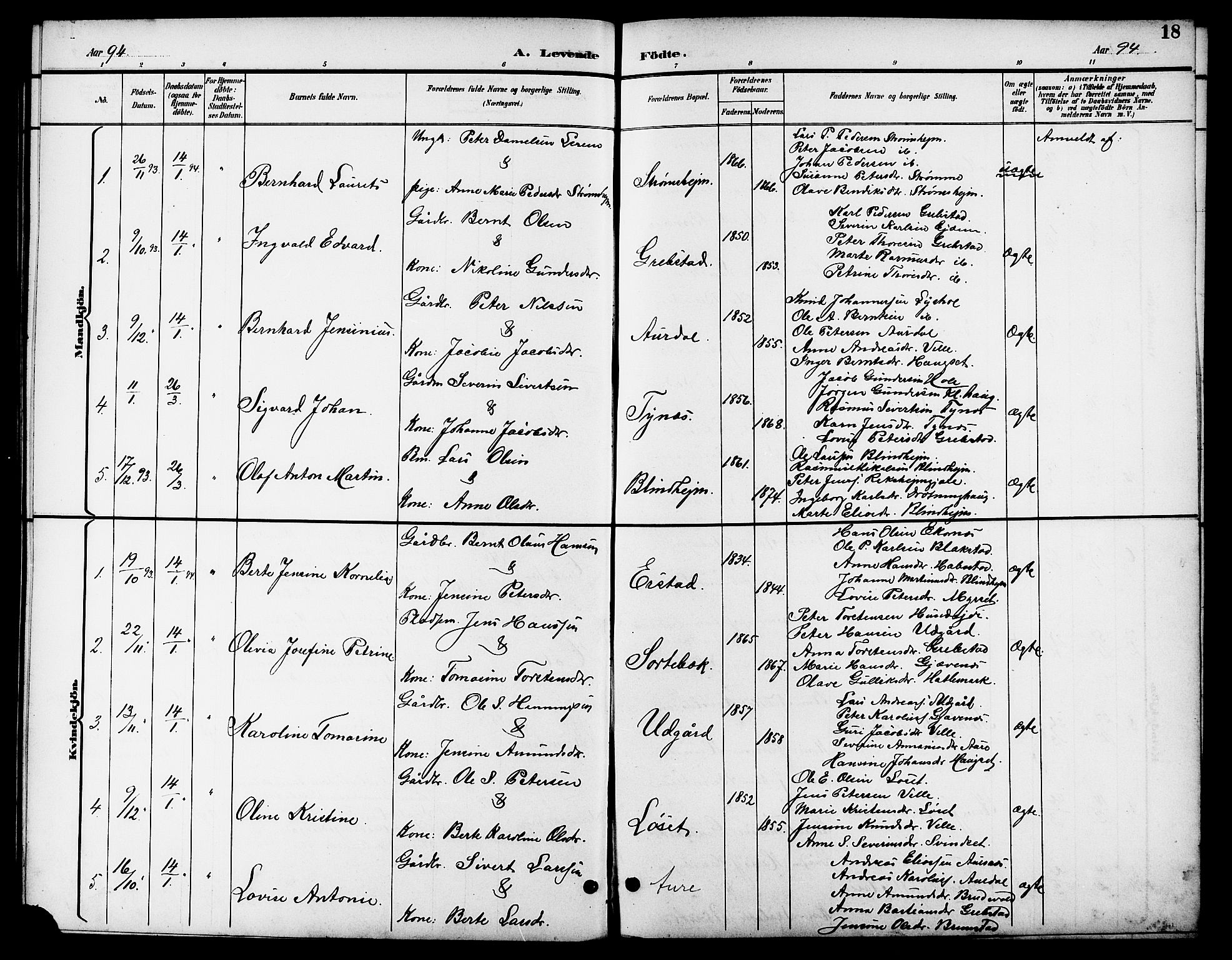 Ministerialprotokoller, klokkerbøker og fødselsregistre - Møre og Romsdal, AV/SAT-A-1454/523/L0340: Parish register (copy) no. 523C03, 1892-1902, p. 18