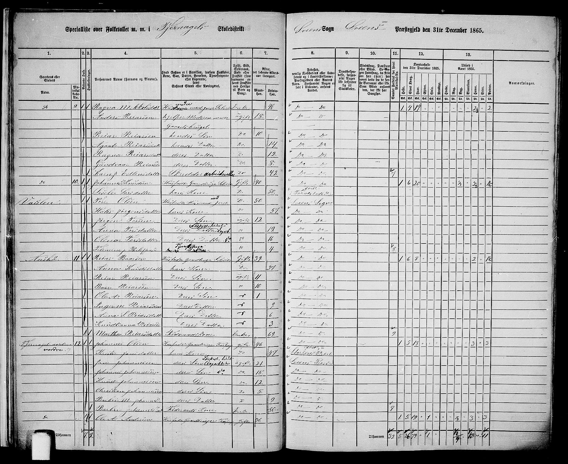 RA, 1865 census for Sveio, 1865, p. 19