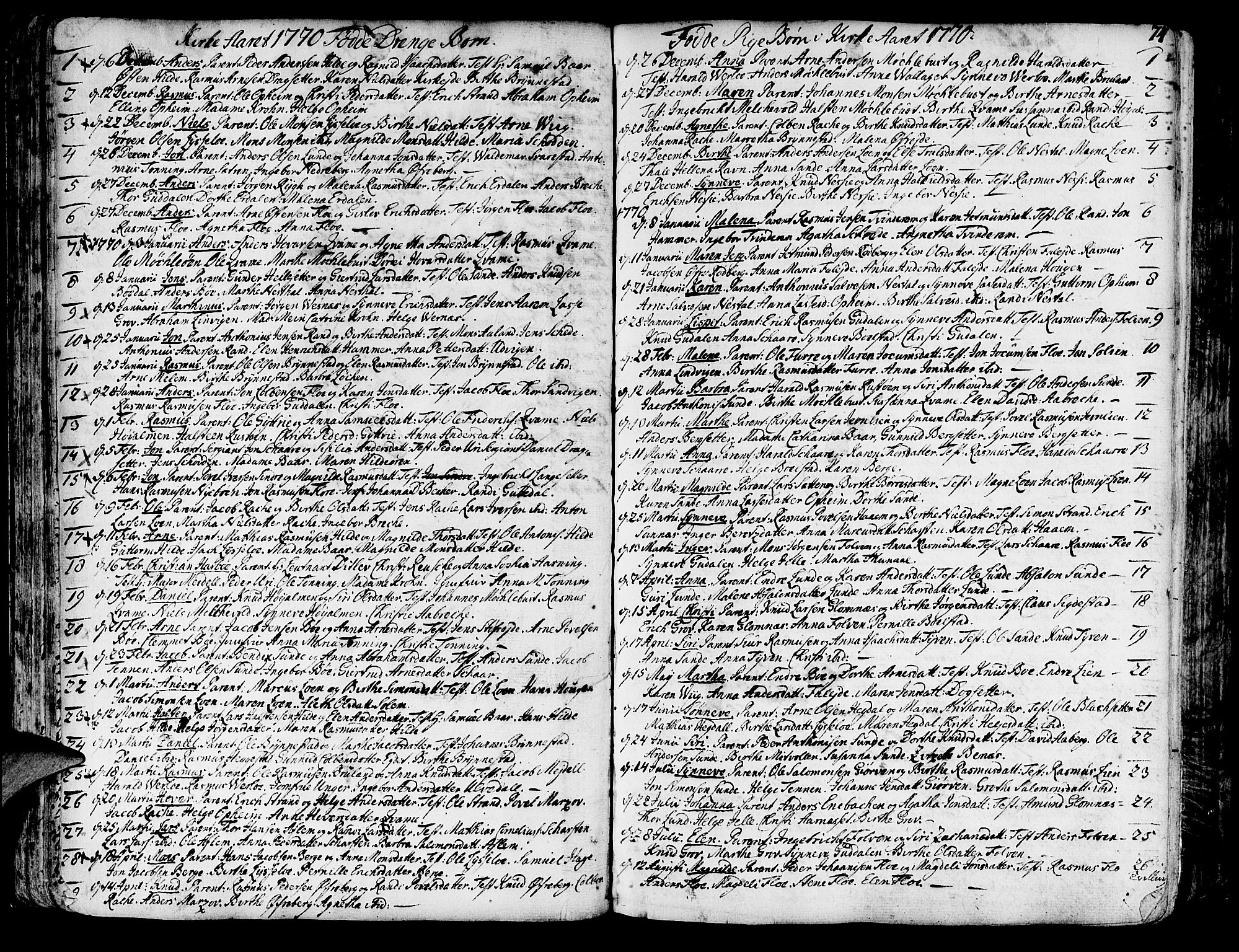 Innvik sokneprestembete, SAB/A-80501: Parish register (official) no. A 1, 1750-1816, p. 74