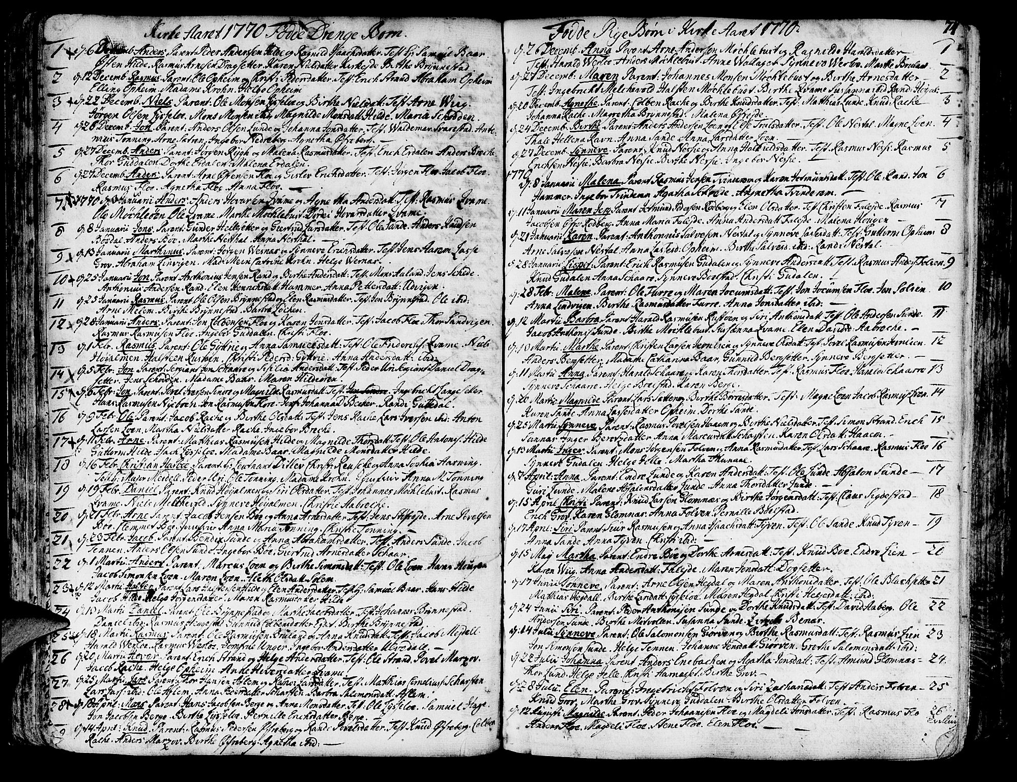 Innvik sokneprestembete, AV/SAB-A-80501: Parish register (official) no. A 1, 1750-1816, p. 74