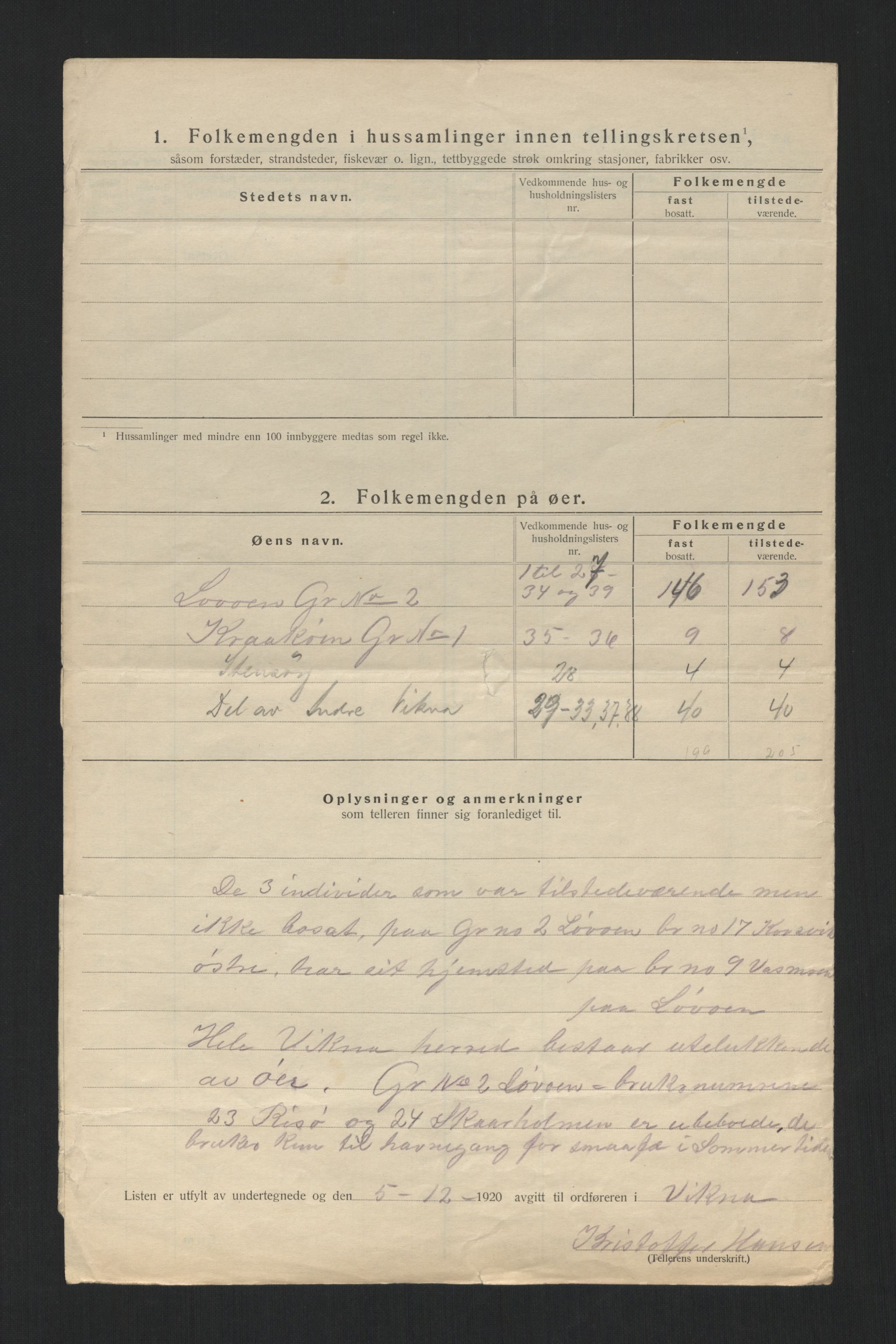 SAT, 1920 census for Vikna, 1920, p. 9