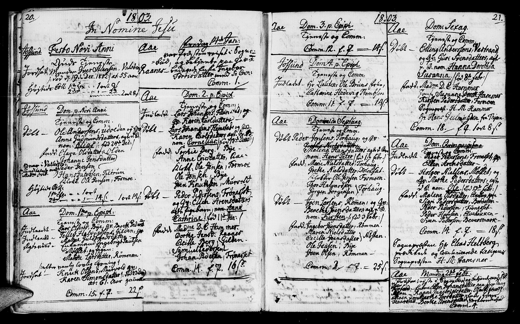 Ministerialprotokoller, klokkerbøker og fødselsregistre - Sør-Trøndelag, SAT/A-1456/655/L0674: Parish register (official) no. 655A03, 1802-1826, p. 20-21