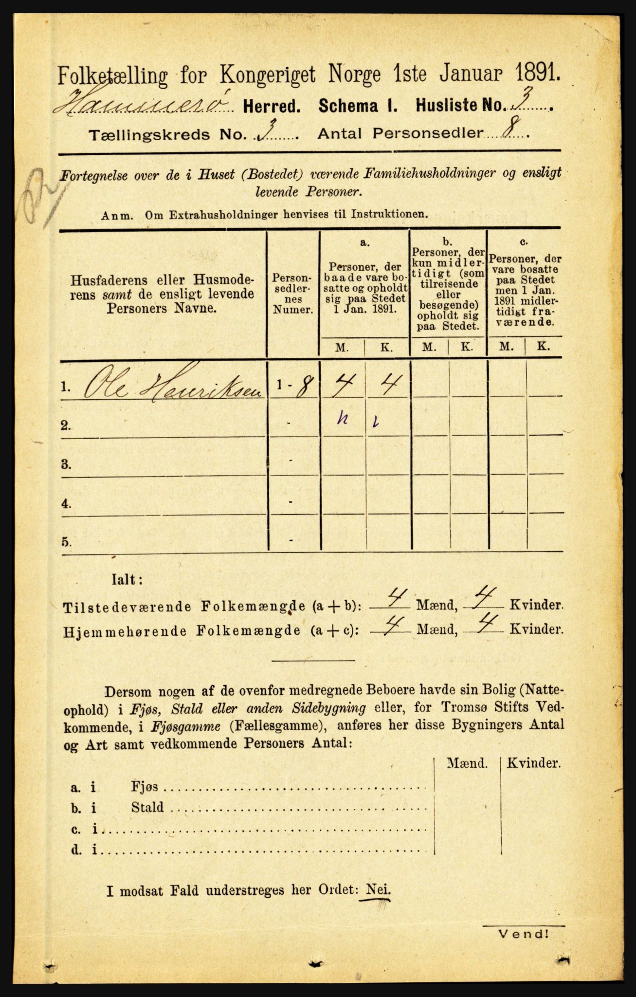 RA, 1891 census for 1849 Hamarøy, 1891, p. 1163