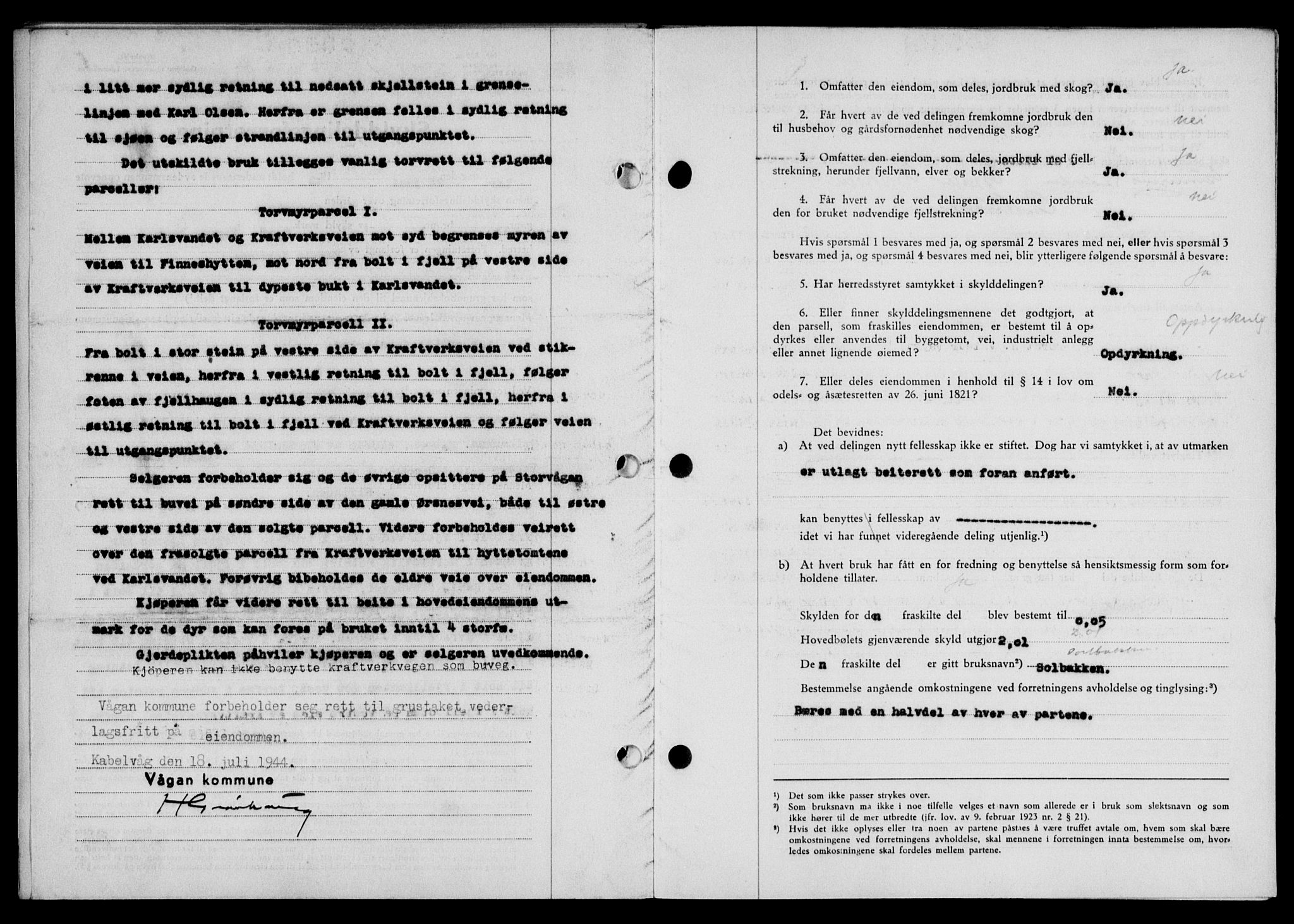 Lofoten sorenskriveri, SAT/A-0017/1/2/2C/L0012a: Mortgage book no. 12a, 1943-1944, Diary no: : 777/1944