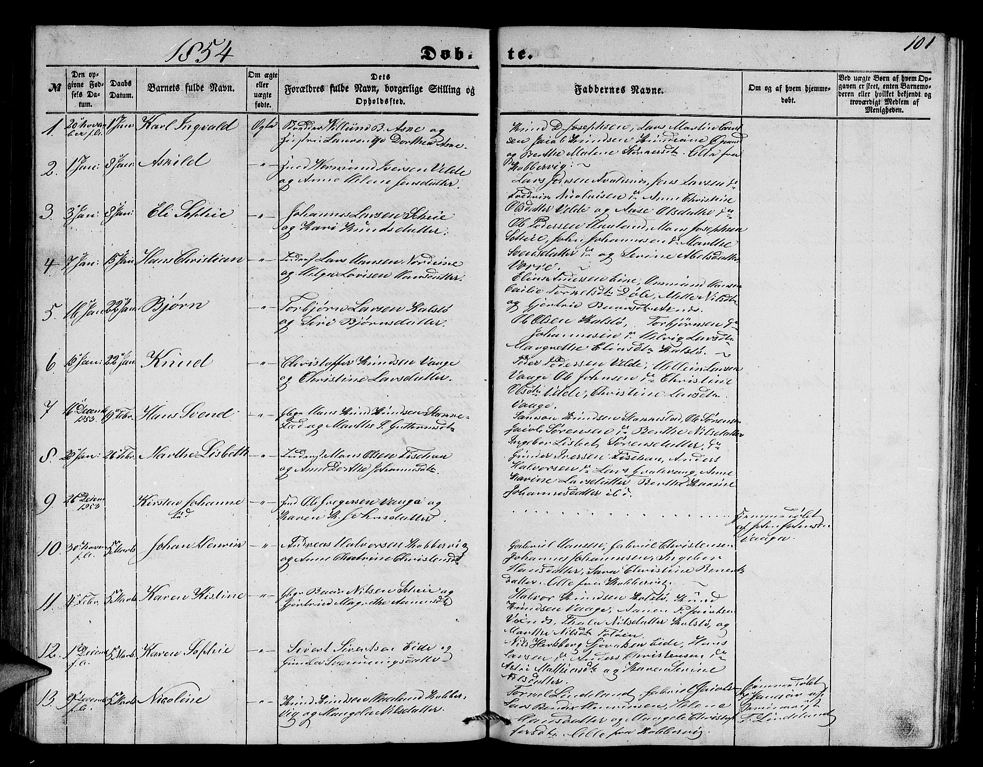 Avaldsnes sokneprestkontor, SAST/A -101851/H/Ha/Hab/L0002: Parish register (copy) no. B 2, 1848-1856, p. 101
