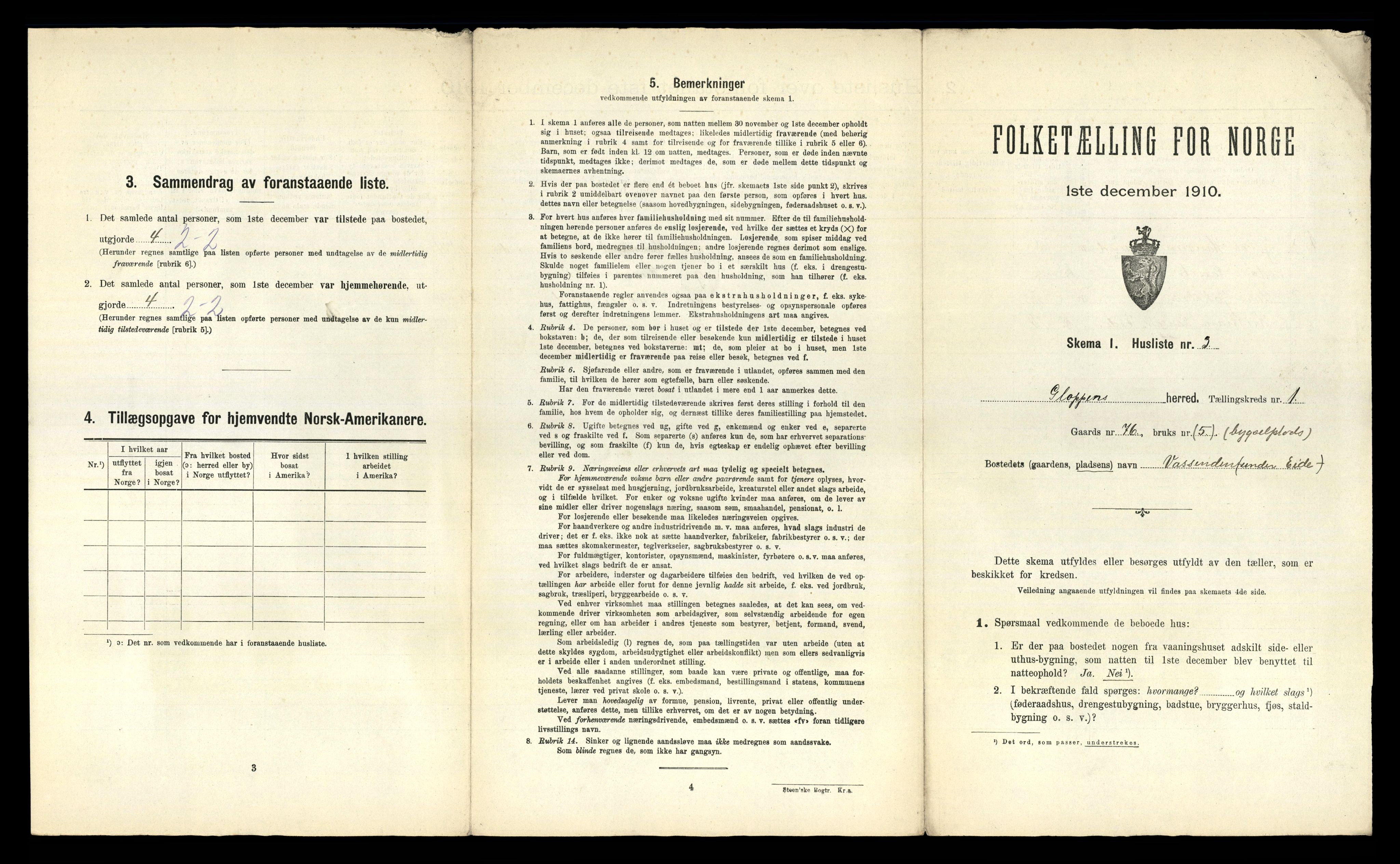 RA, 1910 census for Gloppen, 1910, p. 48