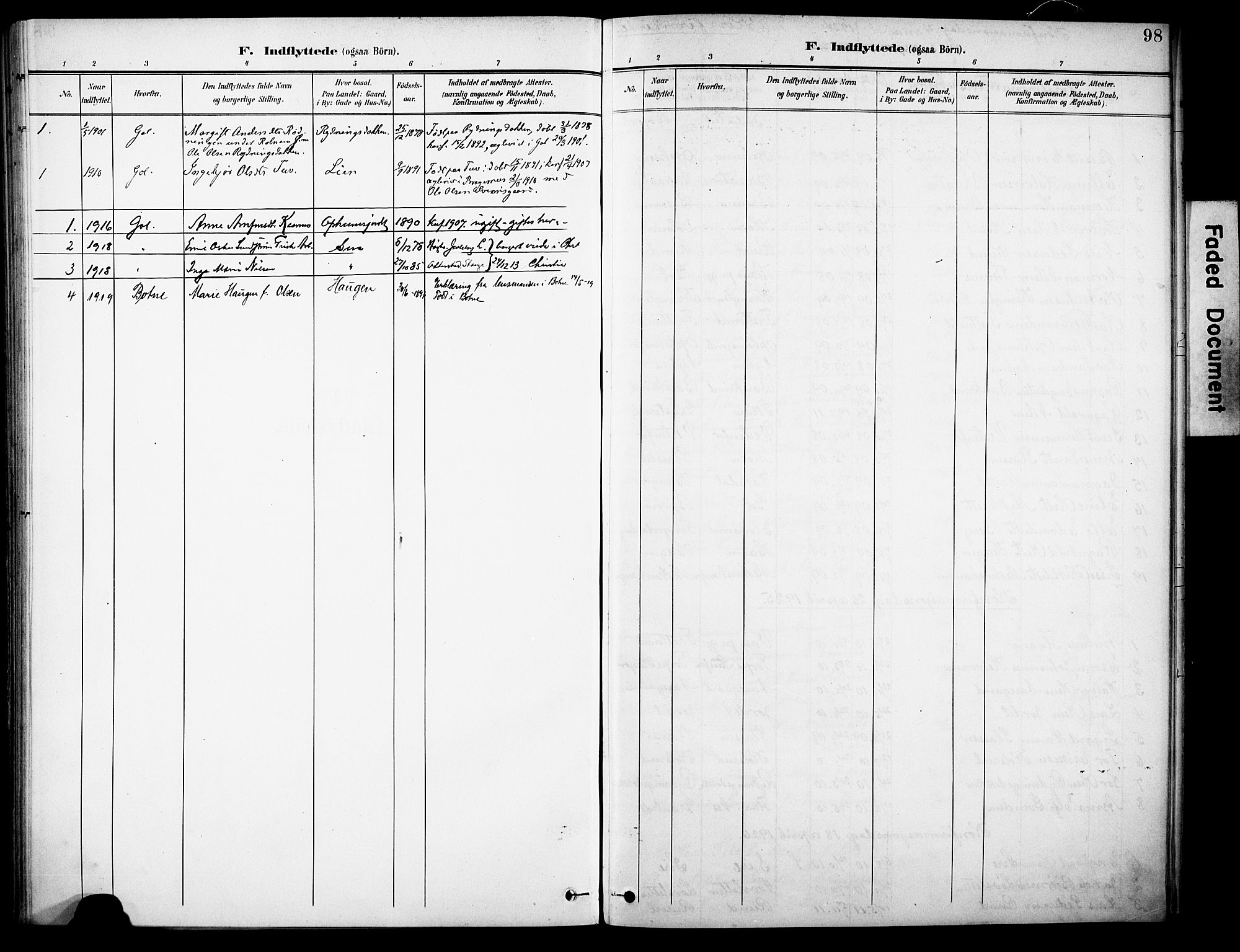 Ål kirkebøker, SAKO/A-249/F/Fb/L0002: Parish register (official) no. II 2, 1900-1933, p. 98