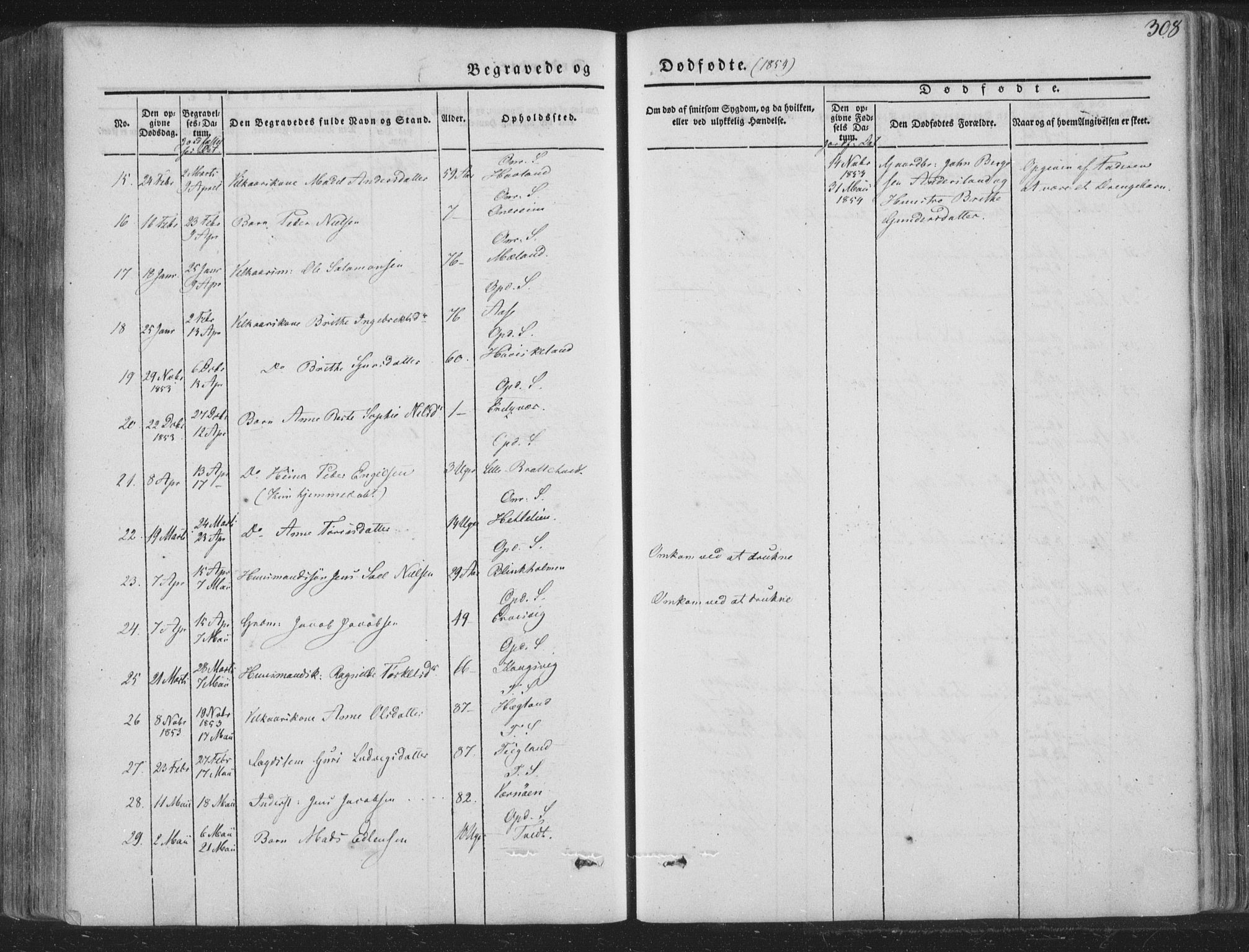 Tysnes sokneprestembete, AV/SAB-A-78601/H/Haa: Parish register (official) no. A 10, 1848-1859, p. 308