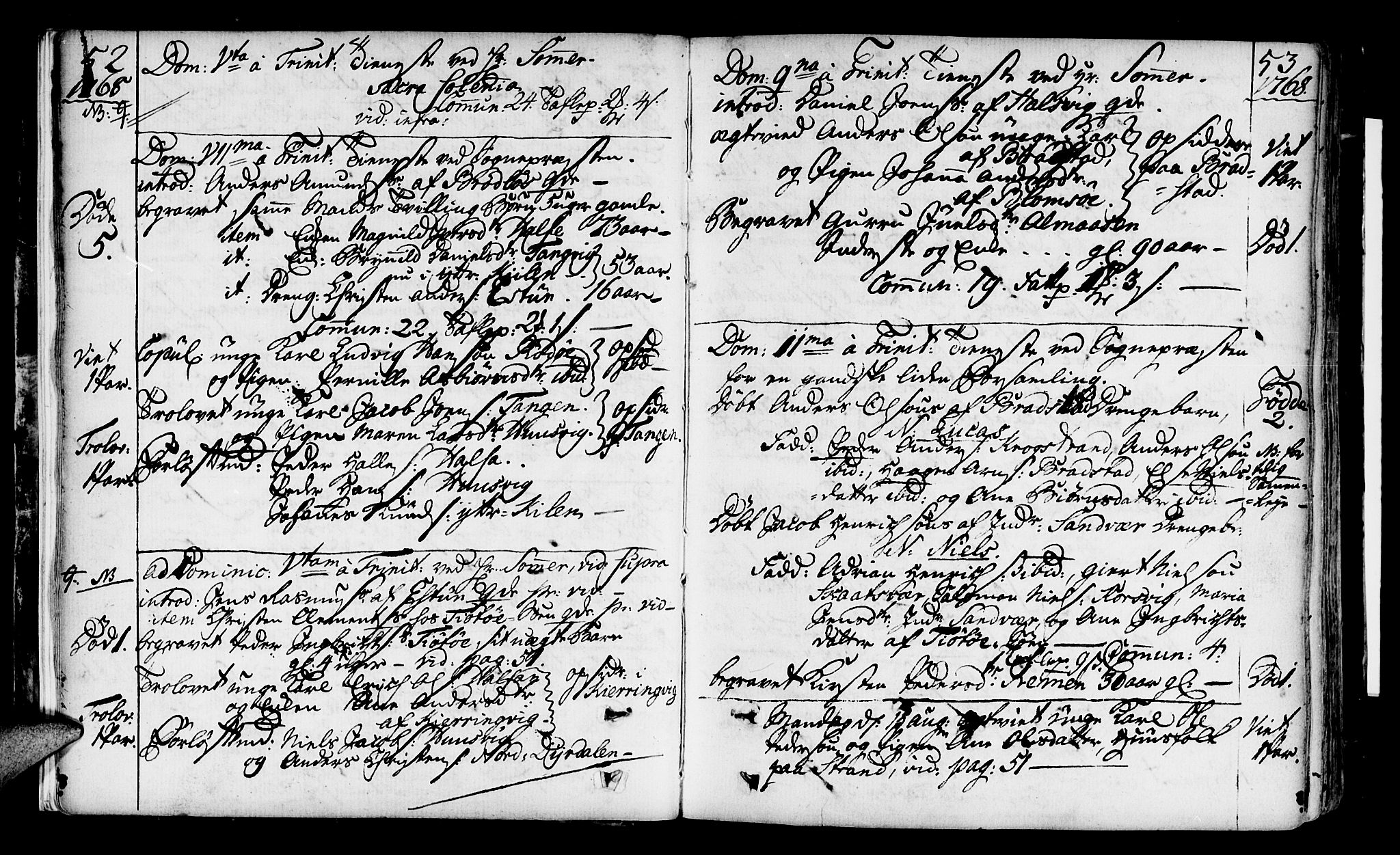 Ministerialprotokoller, klokkerbøker og fødselsregistre - Nordland, AV/SAT-A-1459/817/L0260: Parish register (official) no. 817A02 /1, 1768-1776, p. 52-53