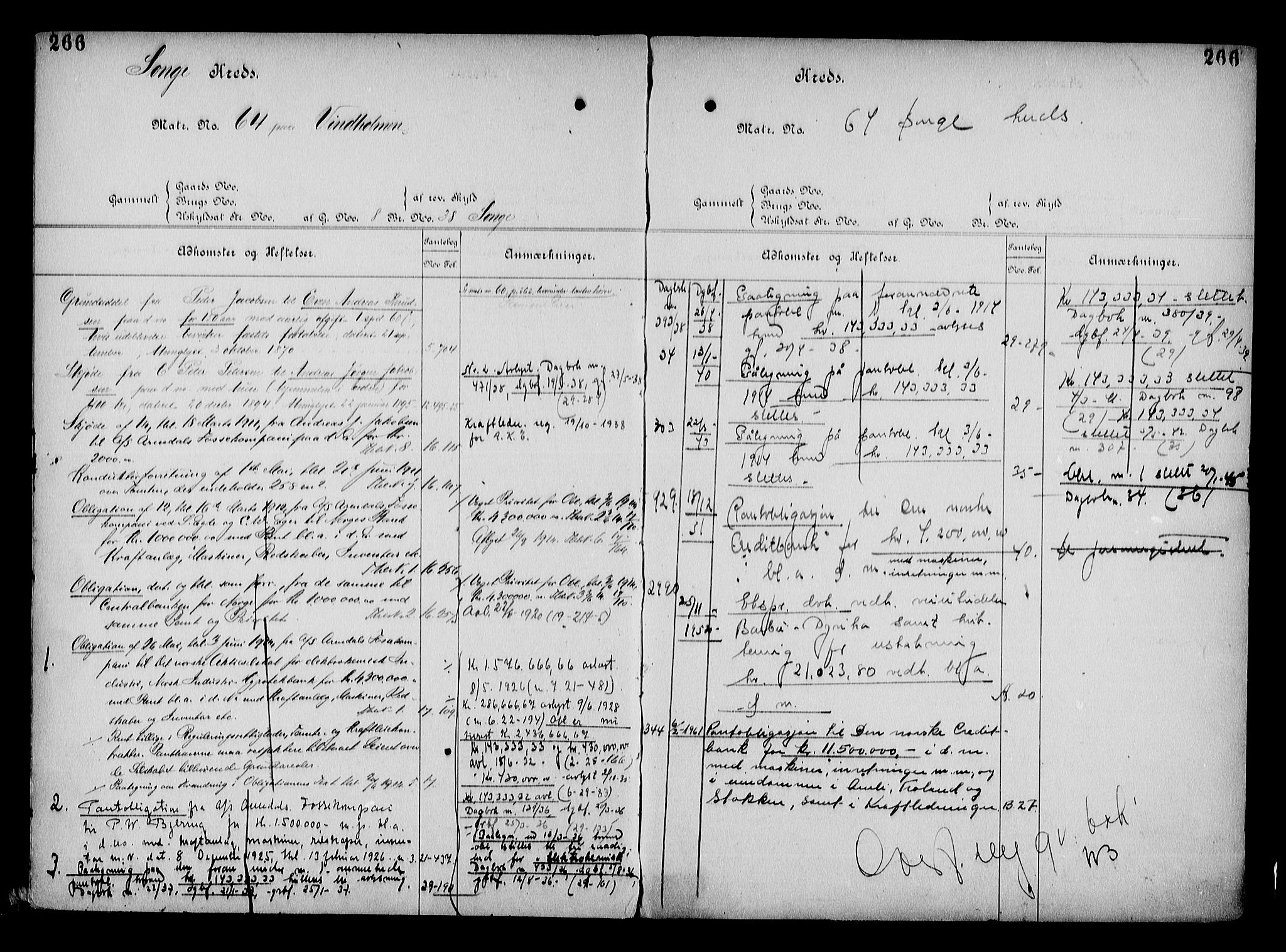 Arendal byfogd, AV/SAK-1222-0001/G/Ga/L0015: Mortgage register no. 13, 1860-1960, p. 266