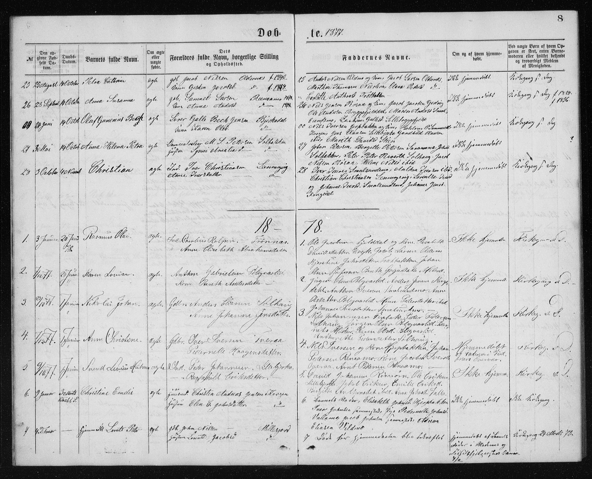 Ministerialprotokoller, klokkerbøker og fødselsregistre - Nordland, AV/SAT-A-1459/826/L0381: Parish register (copy) no. 826C01, 1877-1886, p. 8