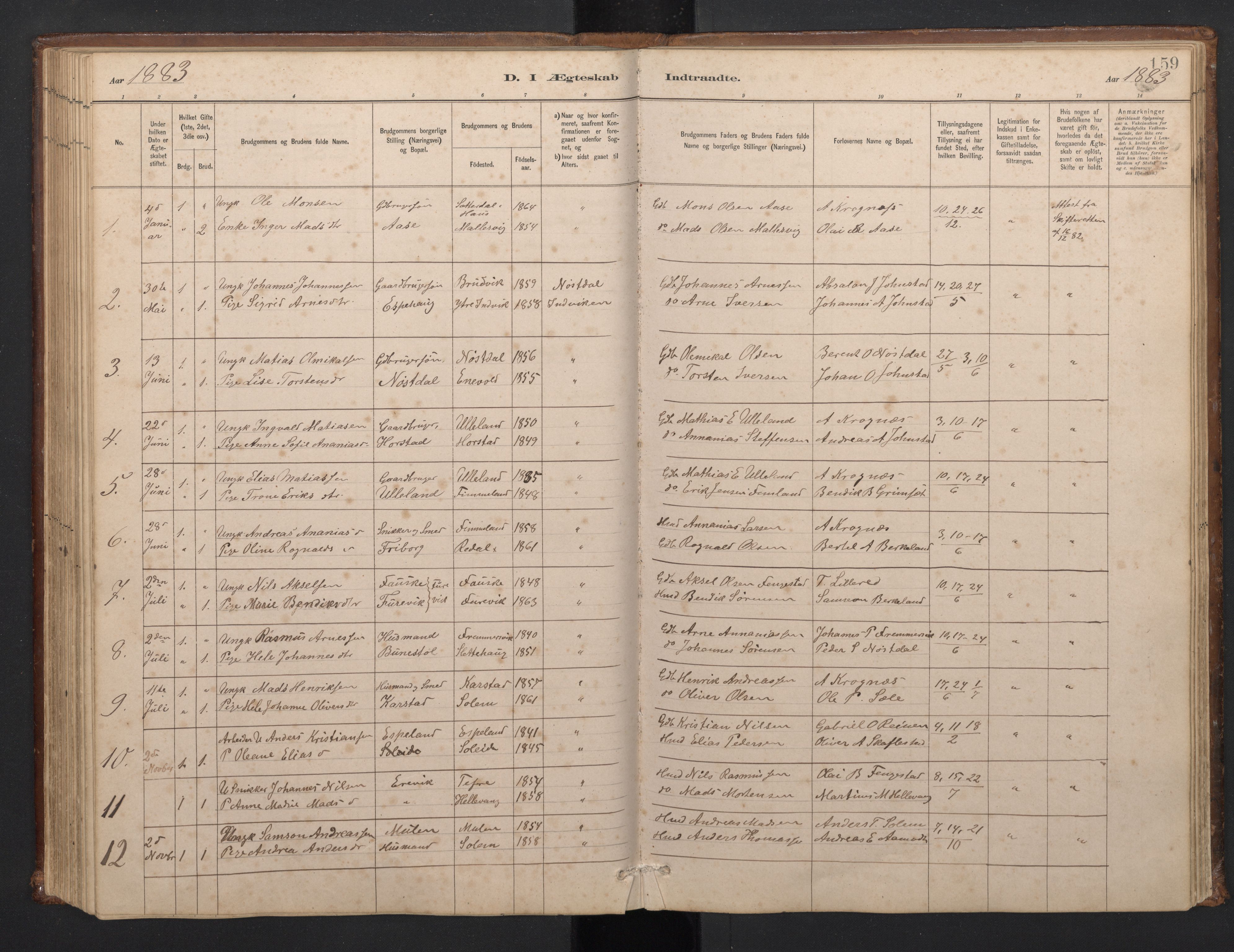 Førde sokneprestembete, AV/SAB-A-79901/H/Hab/Habd/L0003: Parish register (copy) no. D 3, 1881-1897, p. 158b-159a