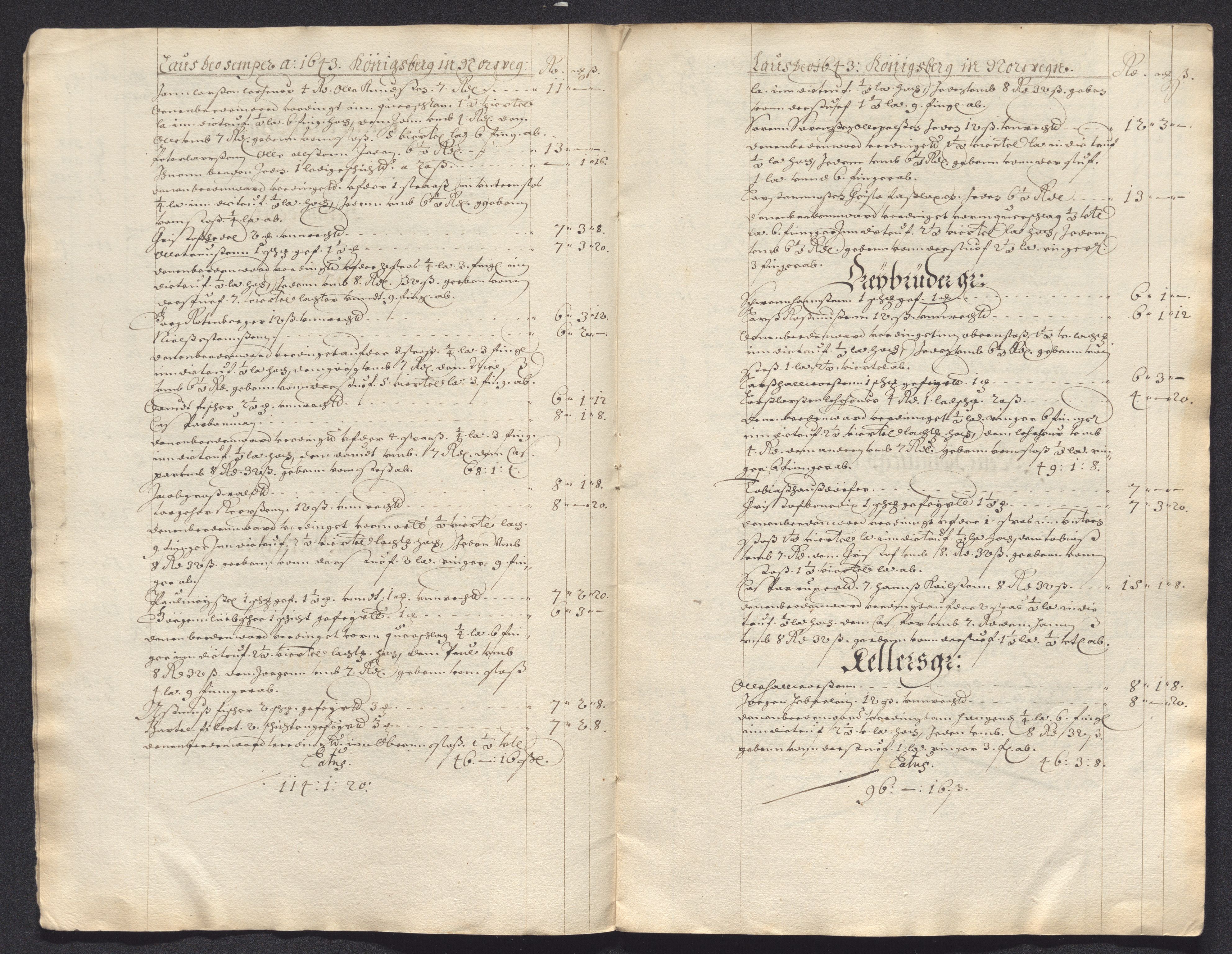 Kongsberg Sølvverk 1623-1816, SAKO/EA-3135/001/D/Dc/Dcd/L0020: Utgiftsregnskap for gruver m.m., 1643-1645, p. 60