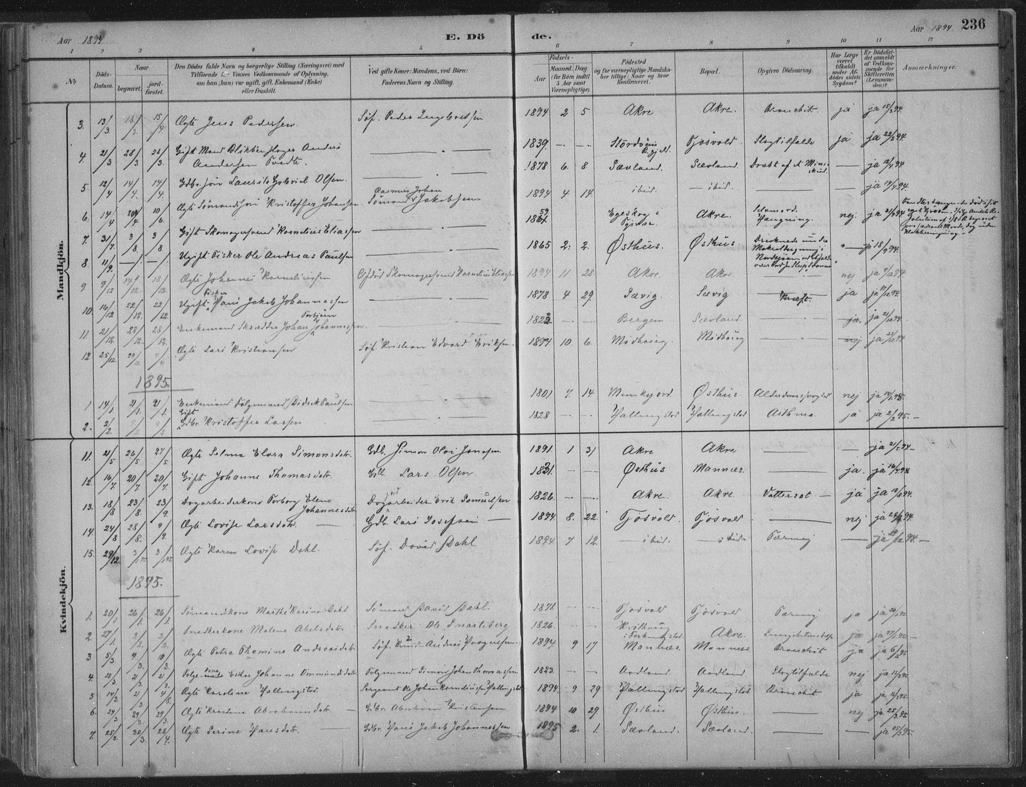 Kopervik sokneprestkontor, SAST/A-101850/H/Ha/Haa/L0004: Parish register (official) no. A 4, 1882-1905, p. 236