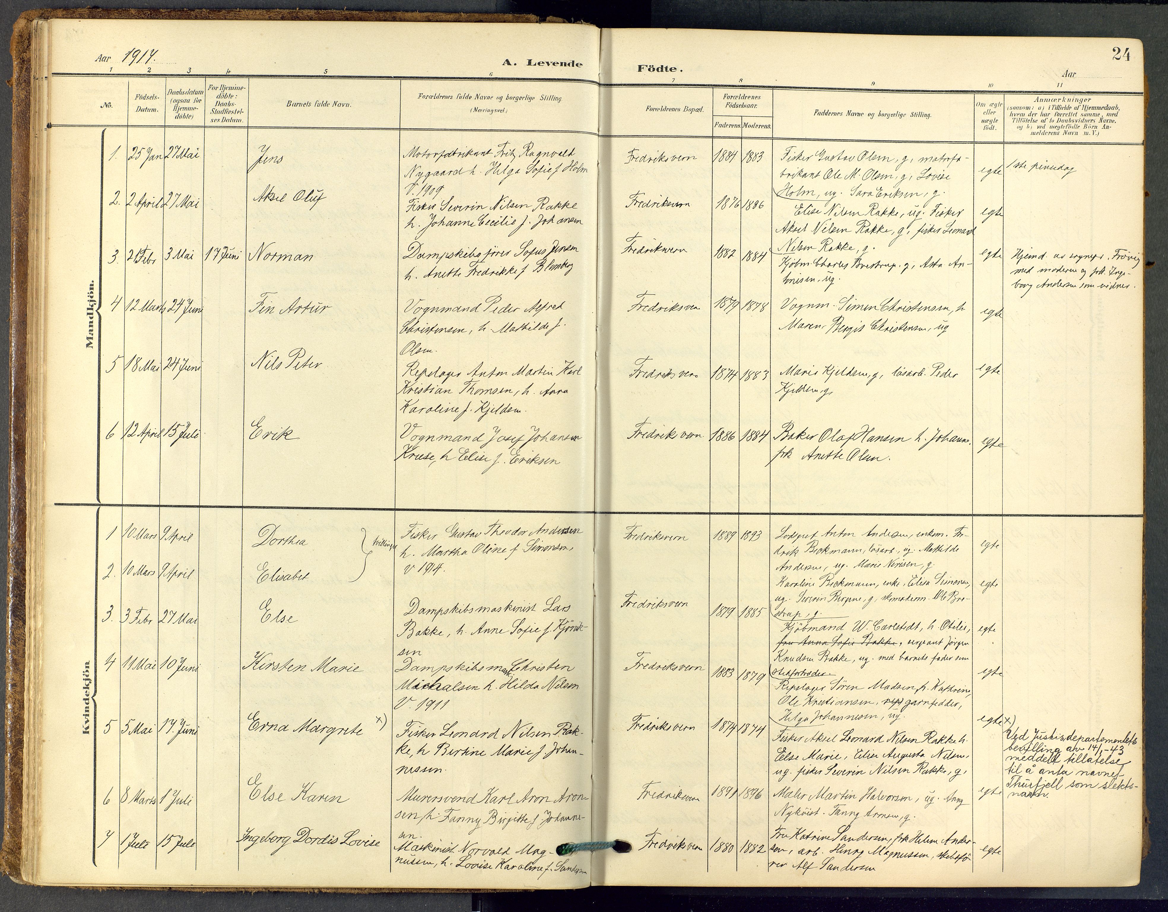 Stavern kirkebøker, SAKO/A-318/F/Fa/L0009: Parish register (official) no. 9, 1906-1955, p. 24