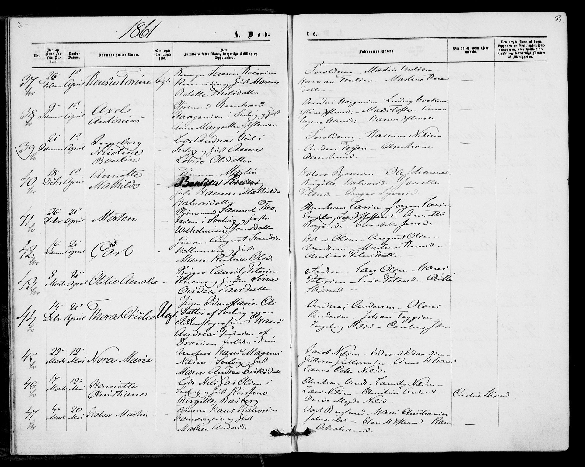 Strømm kirkebøker, AV/SAKO-A-322/F/Fa/L0001: Parish register (official) no. I 1, 1861-1869, p. 5