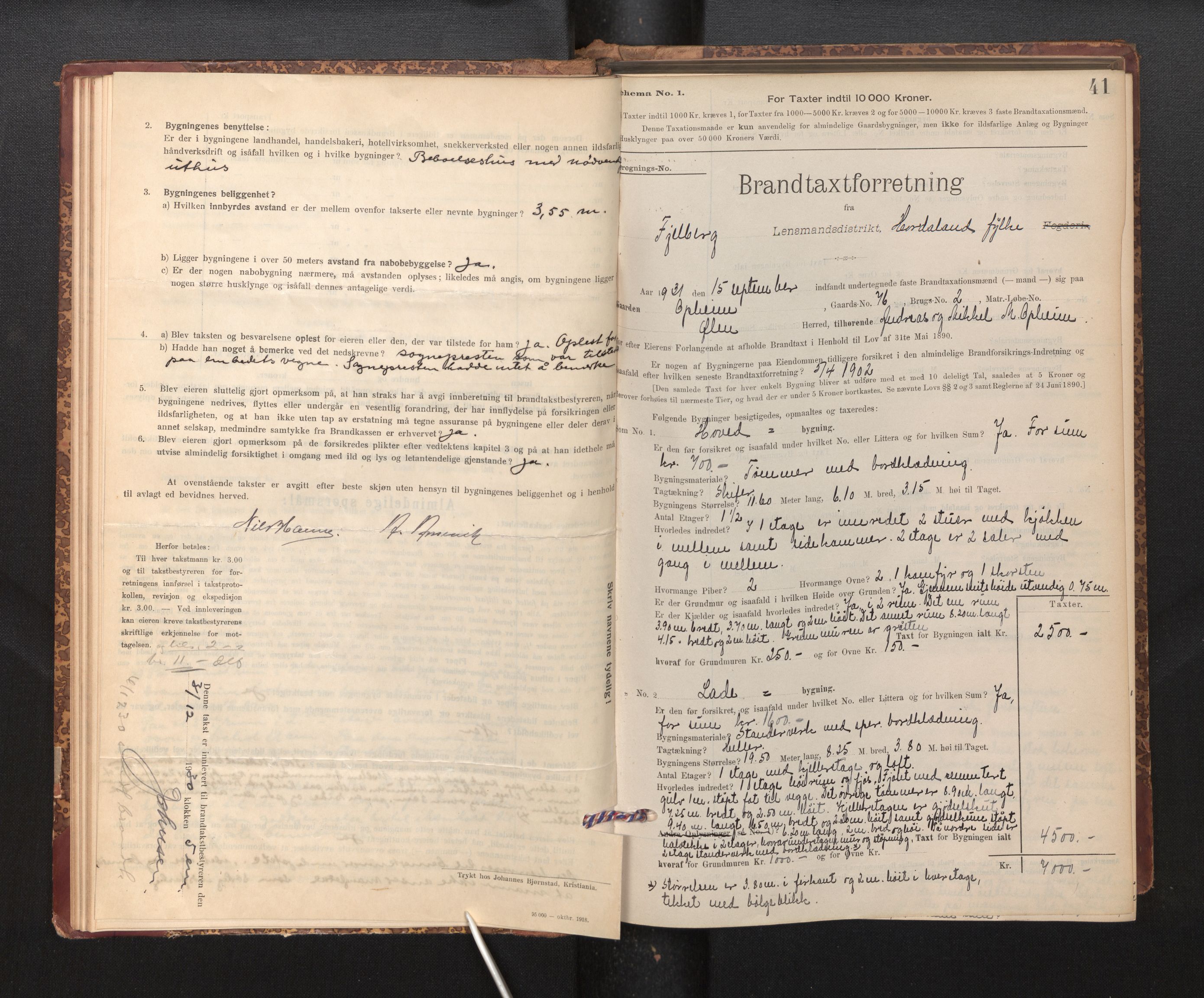 Lensmannen i Fjelberg, SAB/A-32101/0012/L0007: Branntakstprotokoll, skjematakst, 1895-1949, p. 41